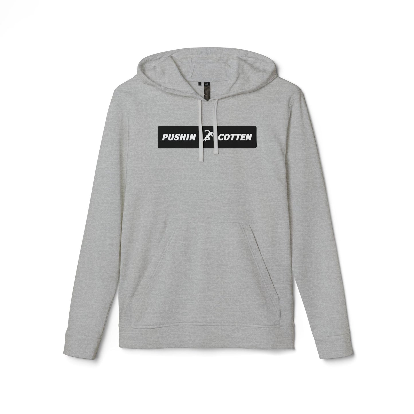 Fleece Hoodie - Pushin Cotten Tags Sports Runnin Man Logo, adidas Arm Logo