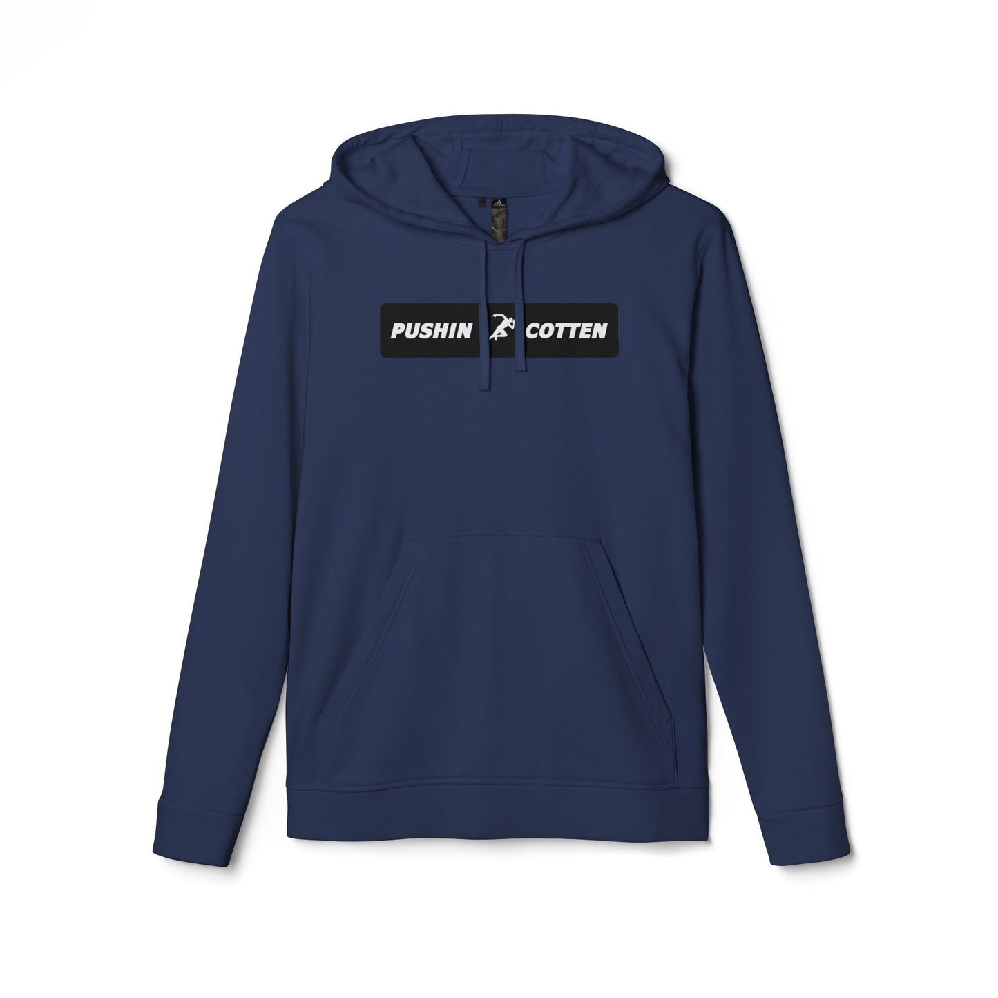 Fleece Hoodie - Pushin Cotten Tags Sports Runnin Man Logo, adidas Arm Logo