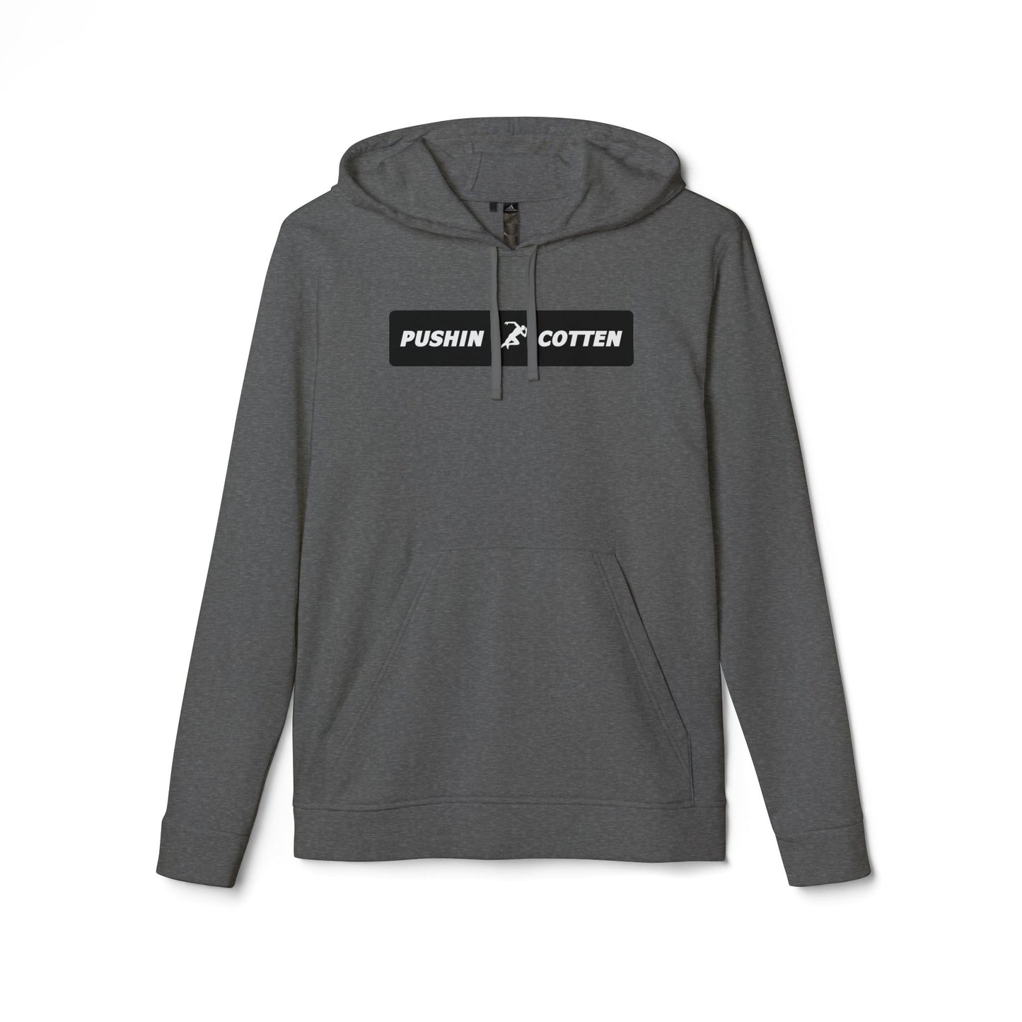 Fleece Hoodie - Pushin Cotten Tags Sports Runnin Man Logo, adidas Arm Logo