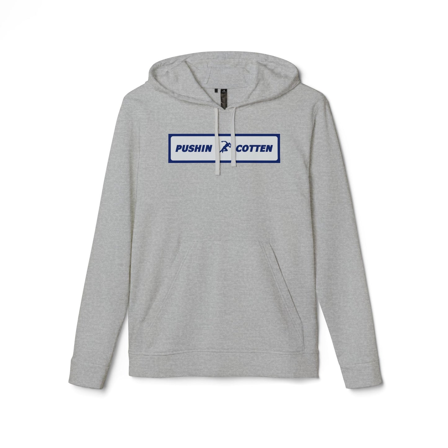 Fleece Hoodie - Pushin Cotten Tags Sports Runnin Man Logo, adidas Arm Logo