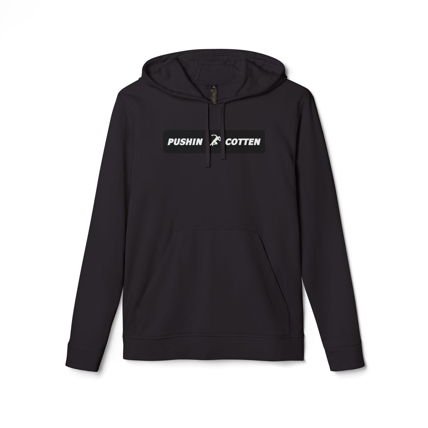Fleece Hoodie - Pushin Cotten Tags Sports Runnin Man Logo, adidas Arm Logo
