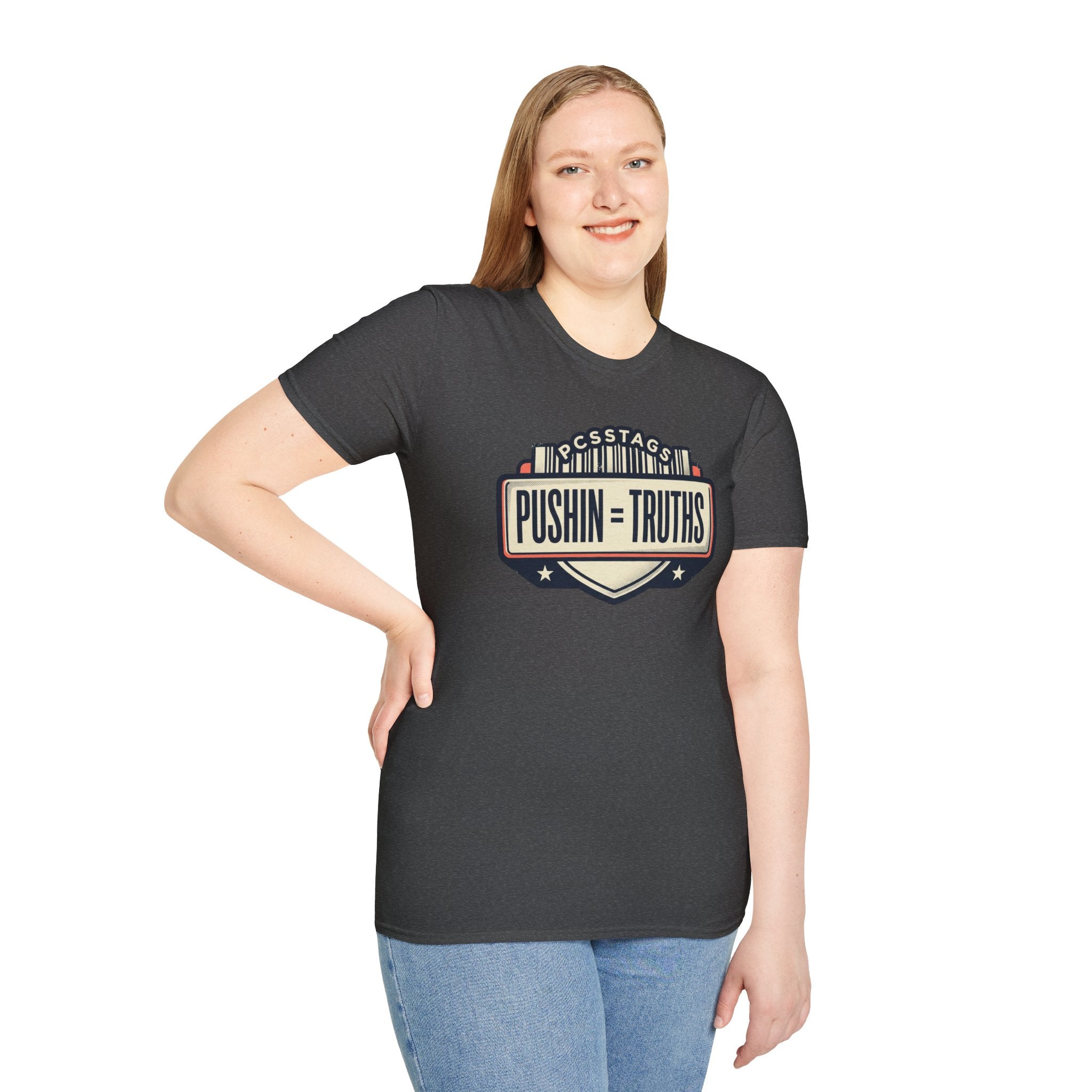 Pushin Truths Graphic T-Shirt — Vintage Badge Design