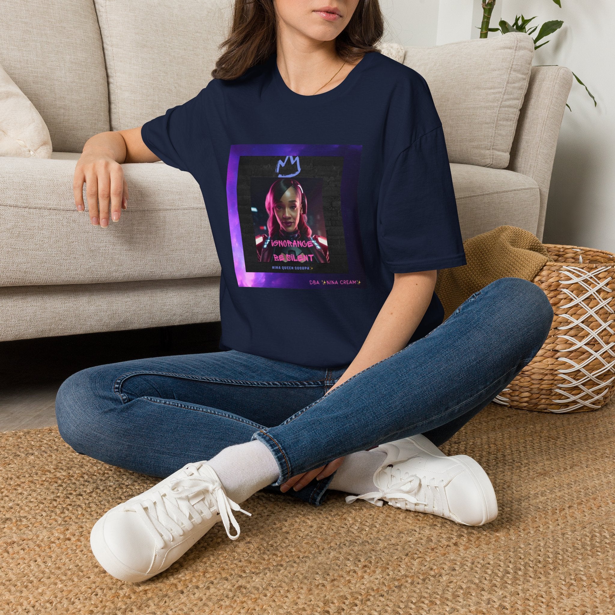 Queen Crown Photo Tee — Neon Portrait Graphic T-Shirt