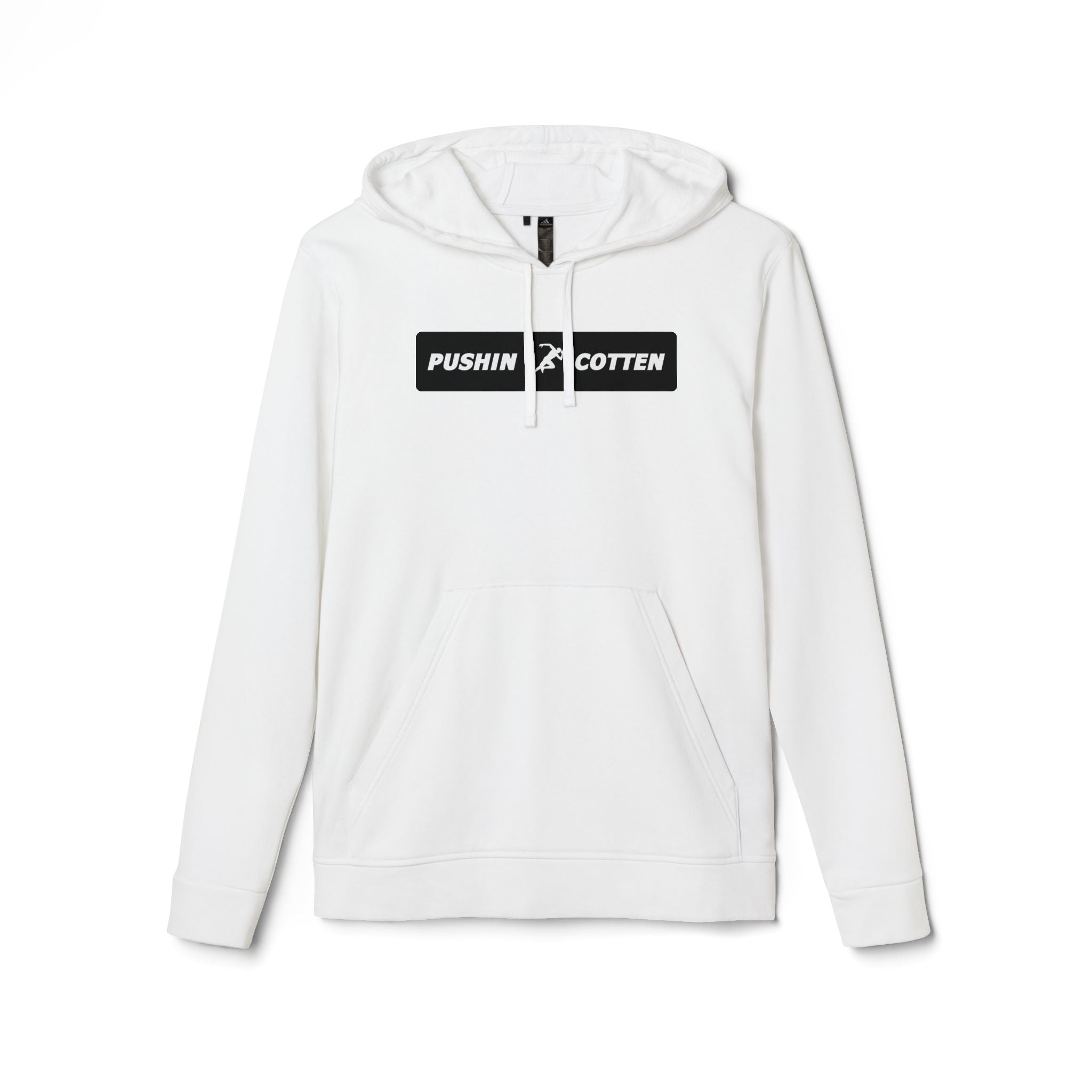 Fleece Hoodie - Pushin Cotten Tags Sports Runnin Man Logo, adidas Arm Logo