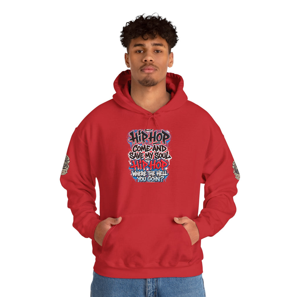 Hip-Hop Graffiti Hoodie — "Hip Hop Come and Save My Soul" Streetwear Pullover