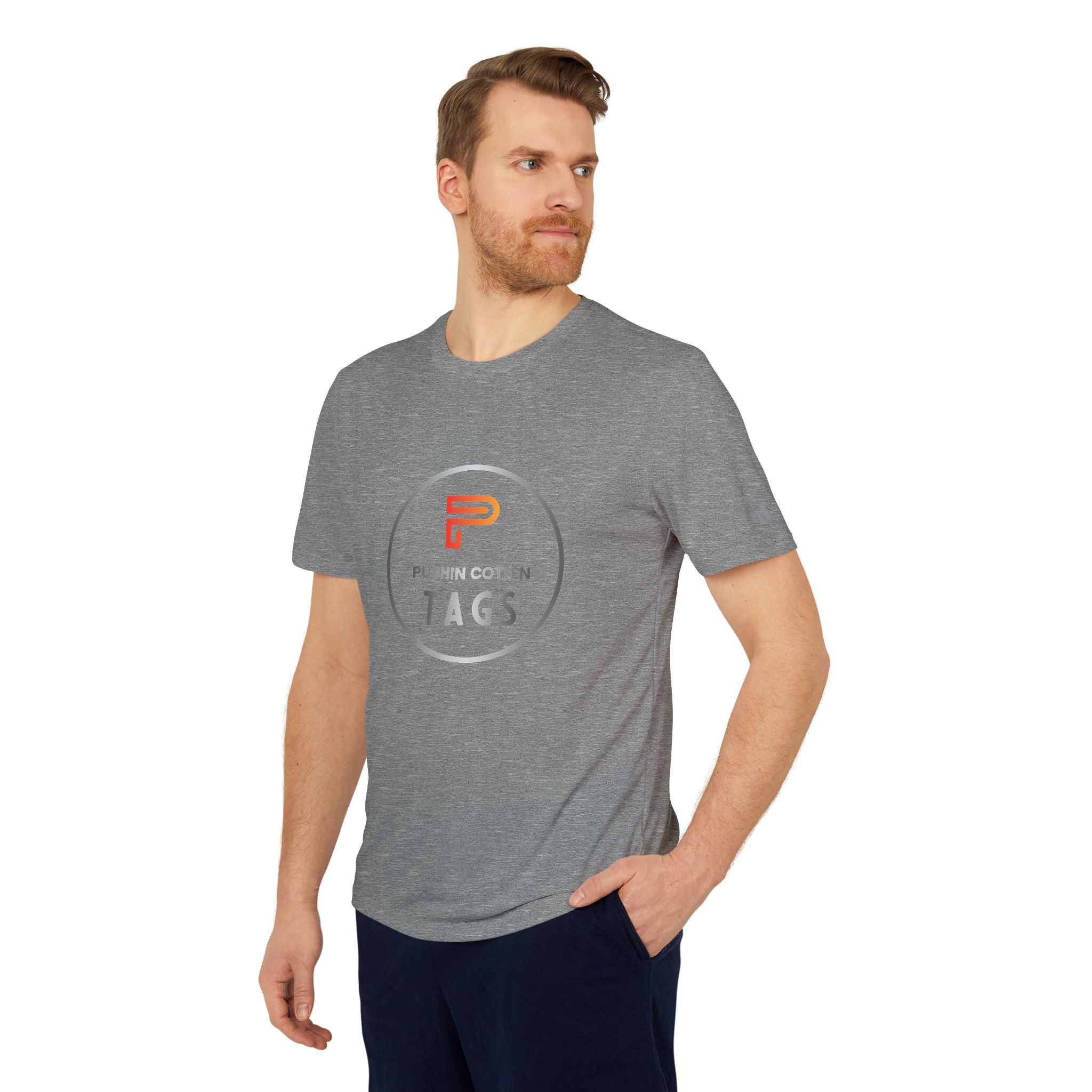 Sport T-shirt with Pushin Cotten Tags Royalty logo and adidas arm logo