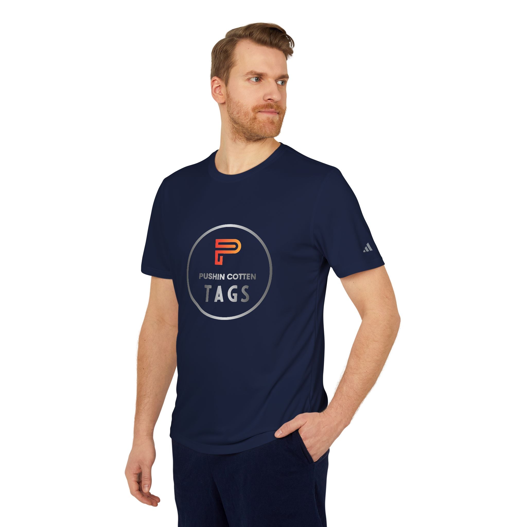 Sport T-shirt with Pushin Cotten Tags Royalty logo and adidas arm logo