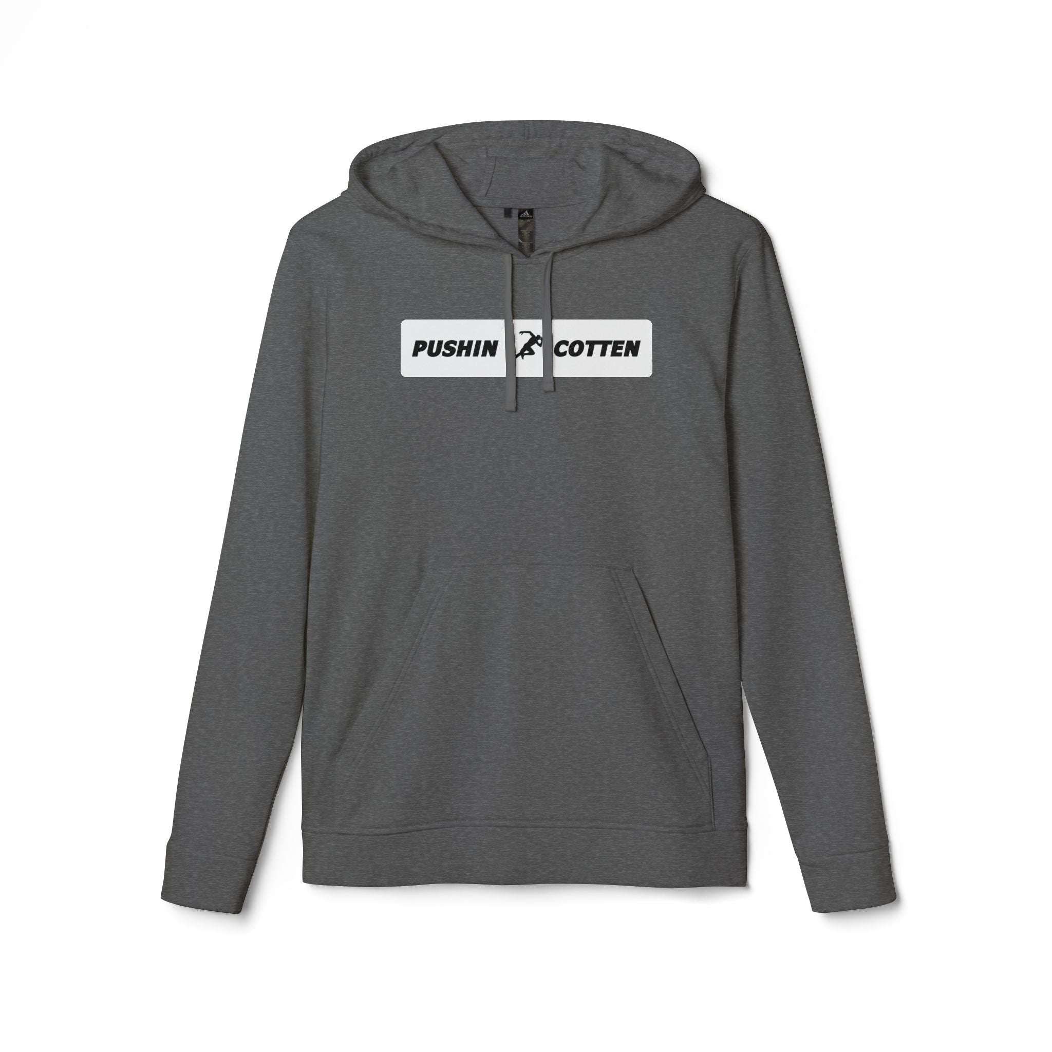Fleece Hoodie - Pushin Cotten Tags Sports Runnin Man Logo, adidas Arm Logo