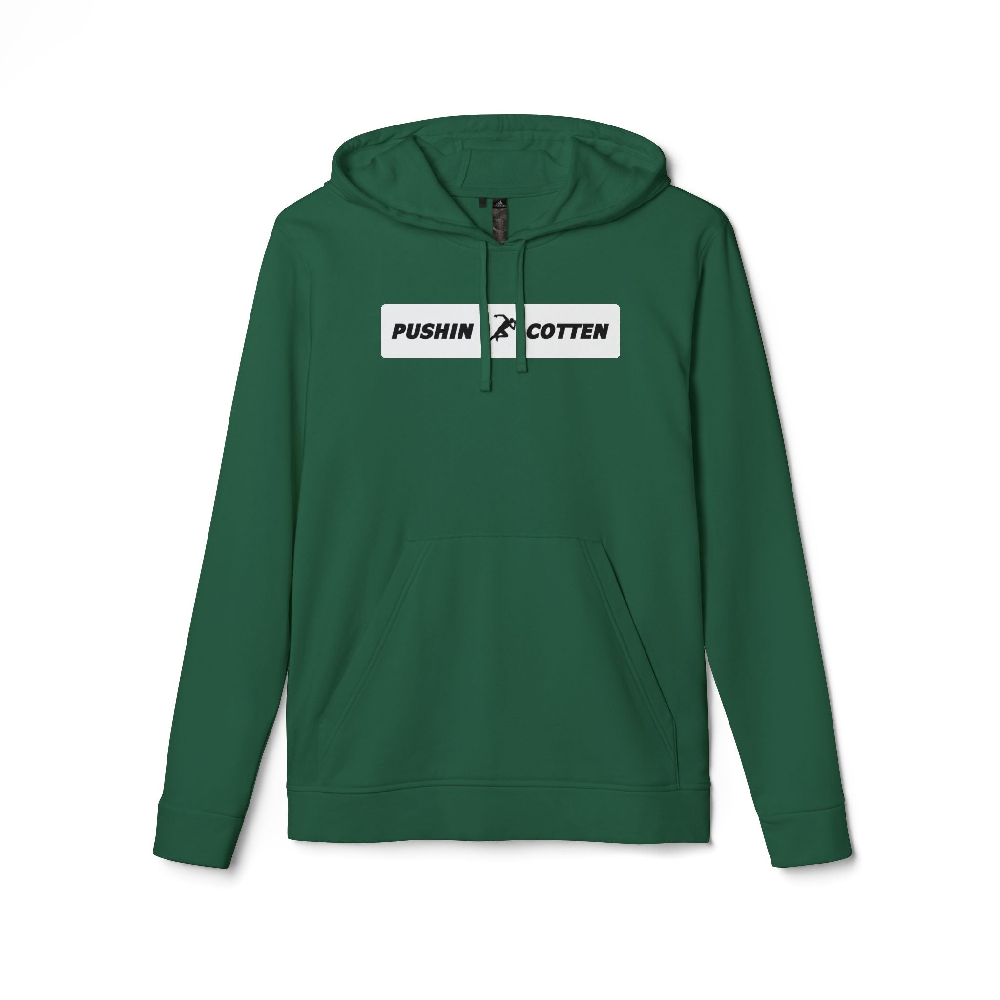 Fleece Hoodie - Pushin Cotten Tags Sports Runnin Man Logo, adidas Arm Logo