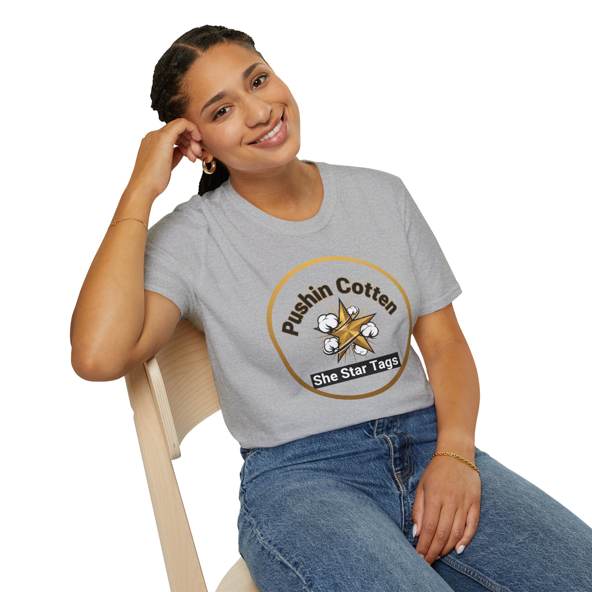 T-Shirt — "Pushin Cotten" She Star Logo Tee
