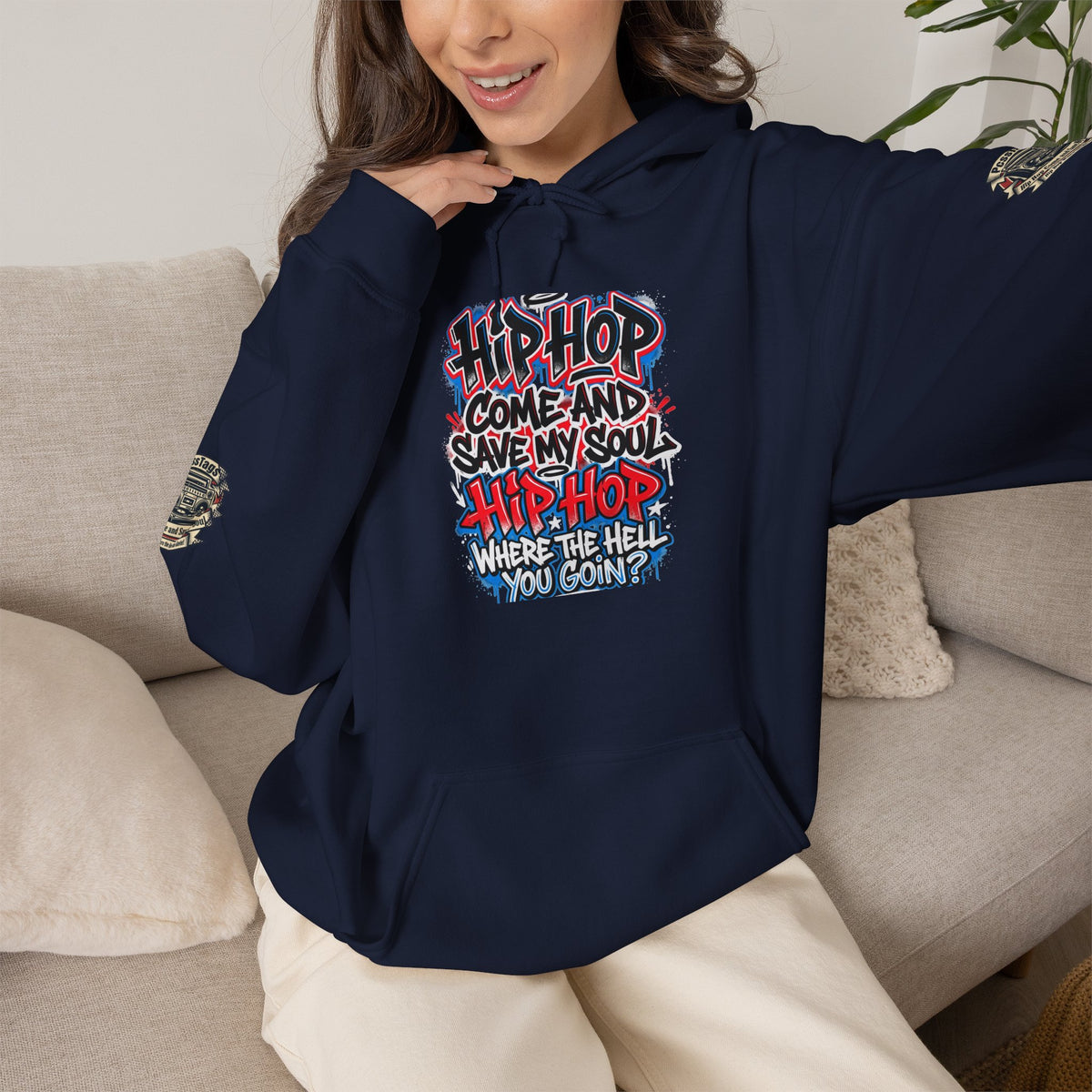 Hip-Hop Graffiti Hoodie — "Hip Hop Come and Save My Soul" Streetwear Pullover