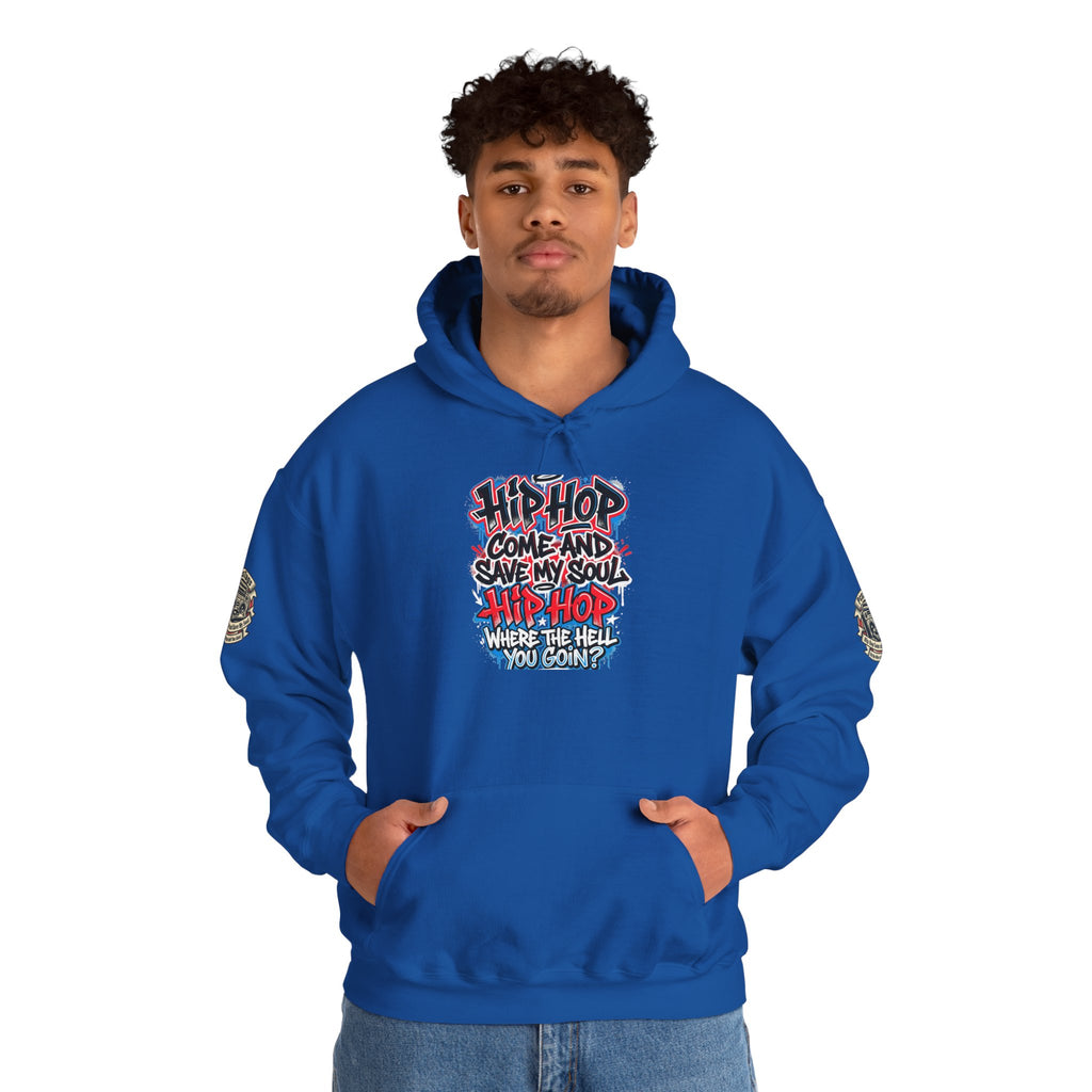 Hip-Hop Graffiti Hoodie — "Hip Hop Come and Save My Soul" Streetwear Pullover