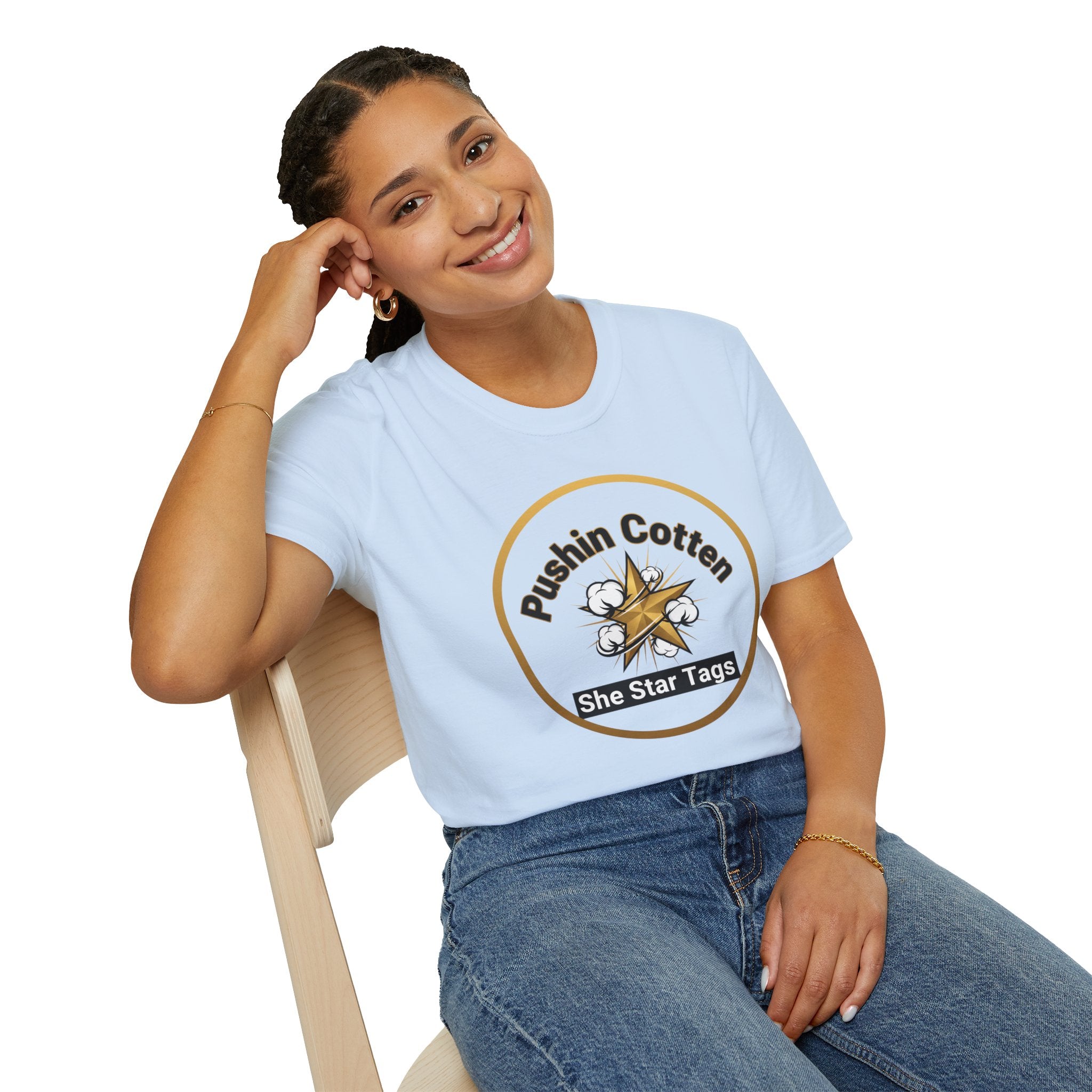 T-Shirt — "Pushin Cotten" She Star Logo Tee