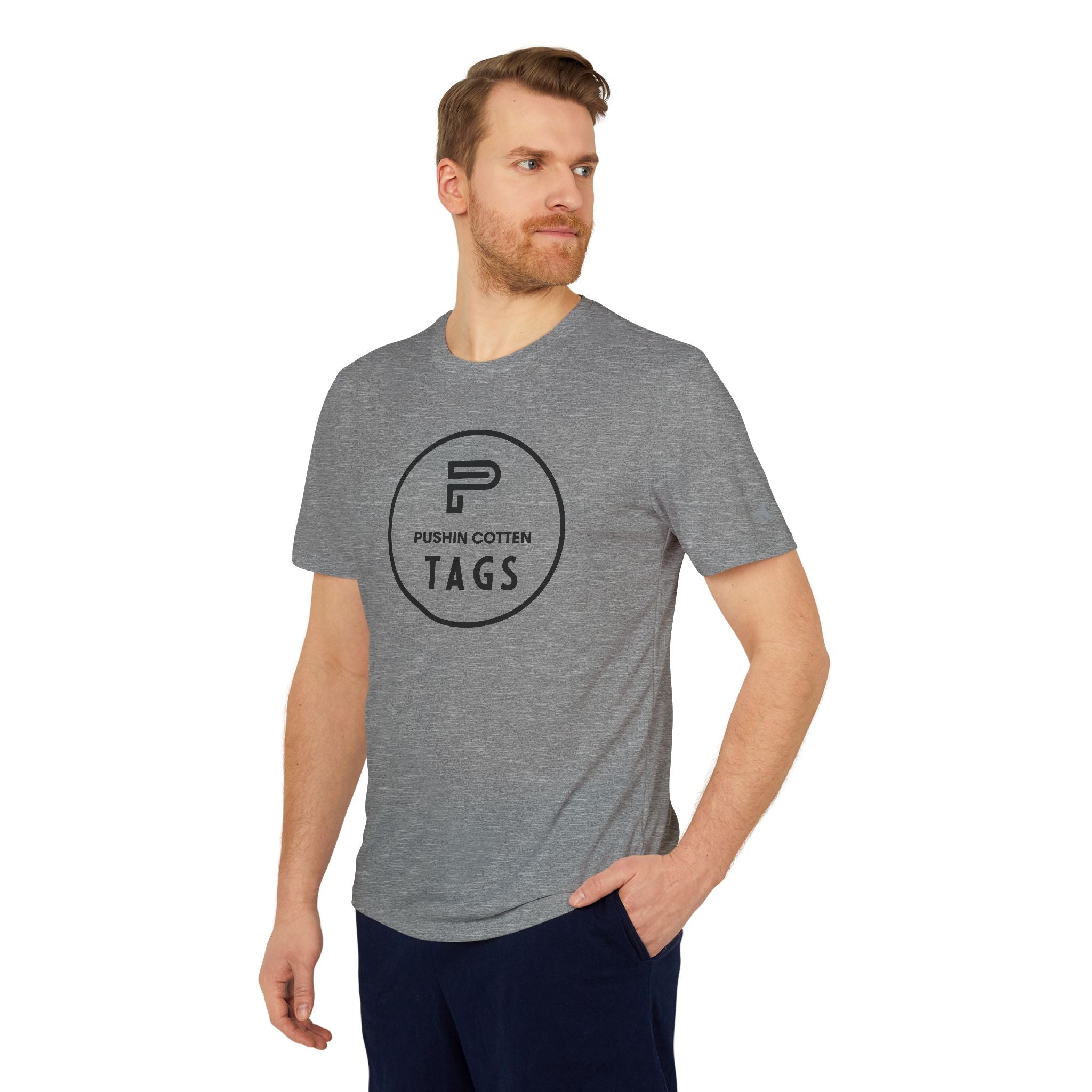 Sport T-shirt with Pushin Cotten Tags Royalty logo and adidas arm logo