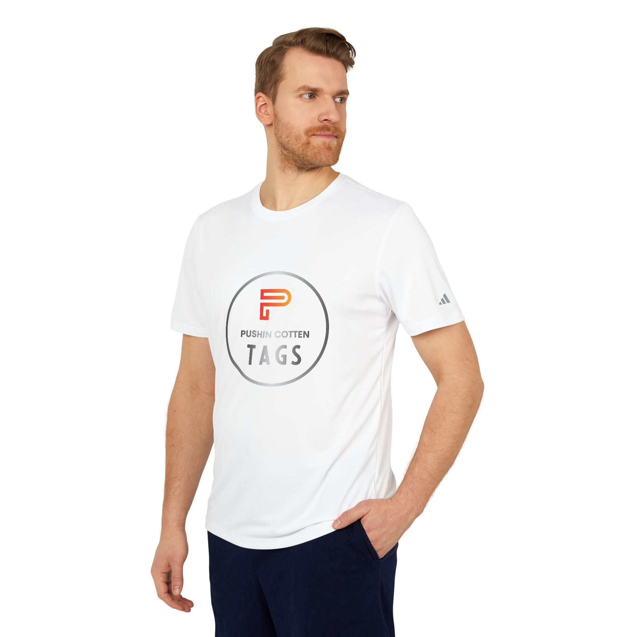 Sport T-shirt with Pushin Cotten Tags Royalty logo and adidas arm logo