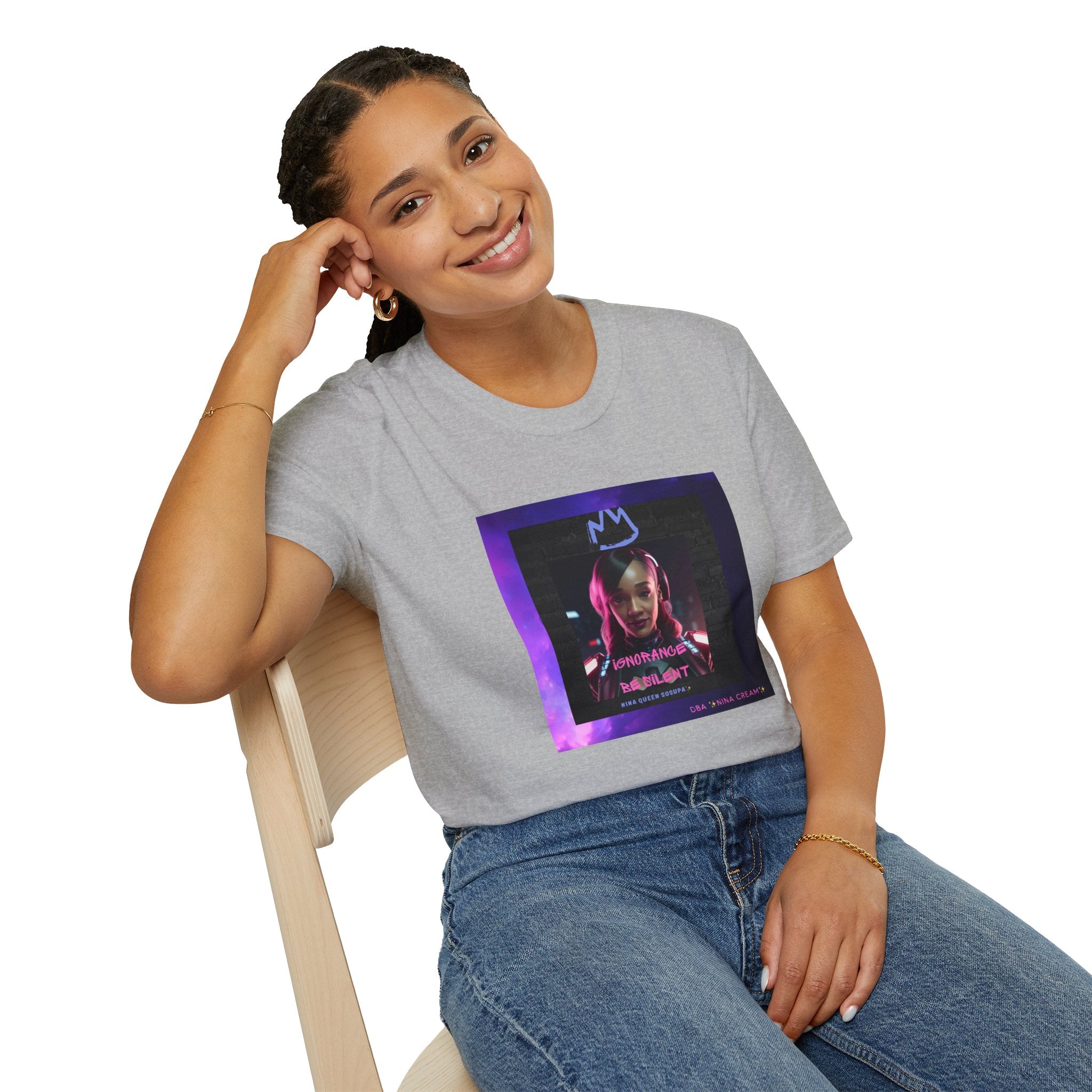 Queen Crown Photo Tee — Neon Portrait Graphic T-Shirt