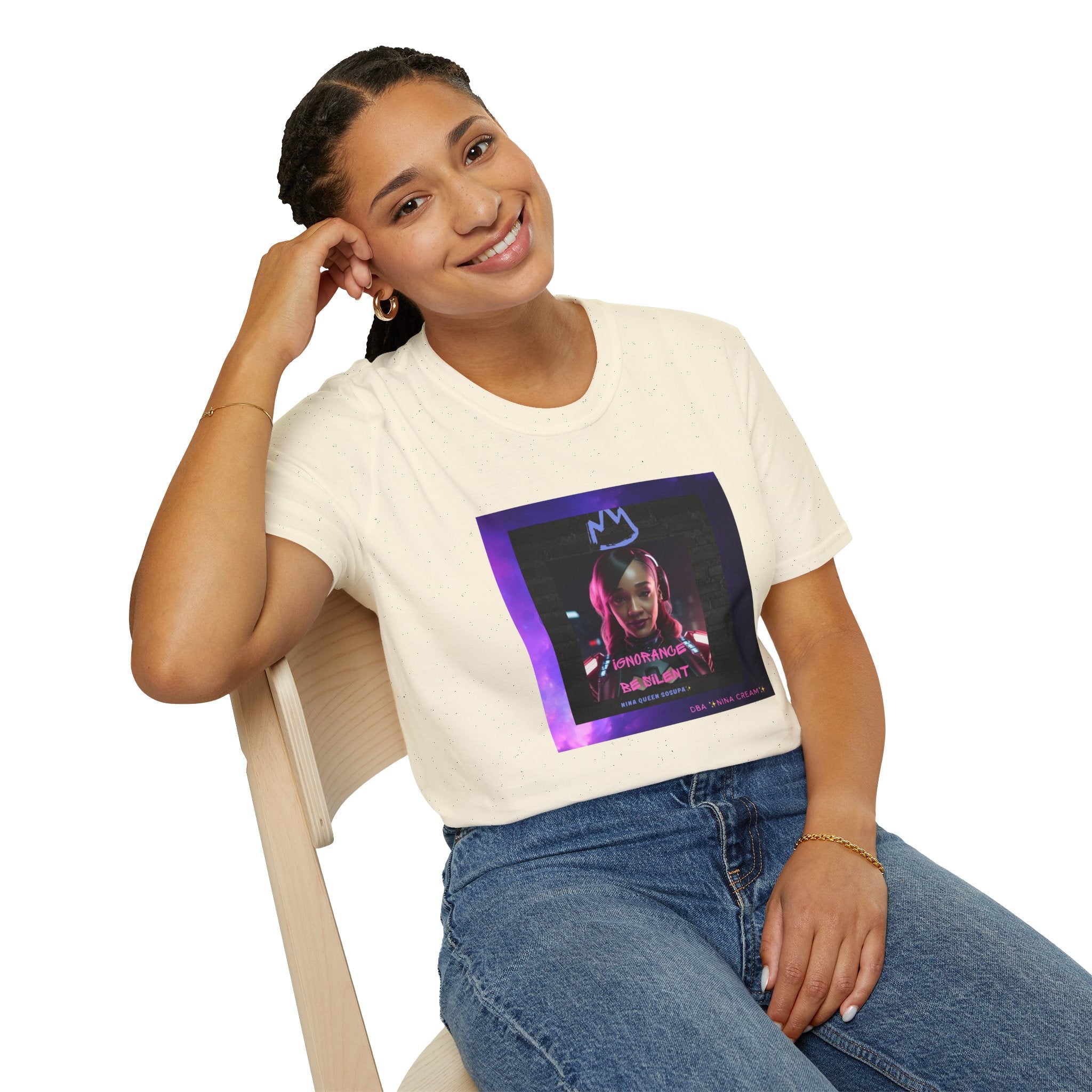 Queen Crown Photo Tee — Neon Portrait Graphic T-Shirt
