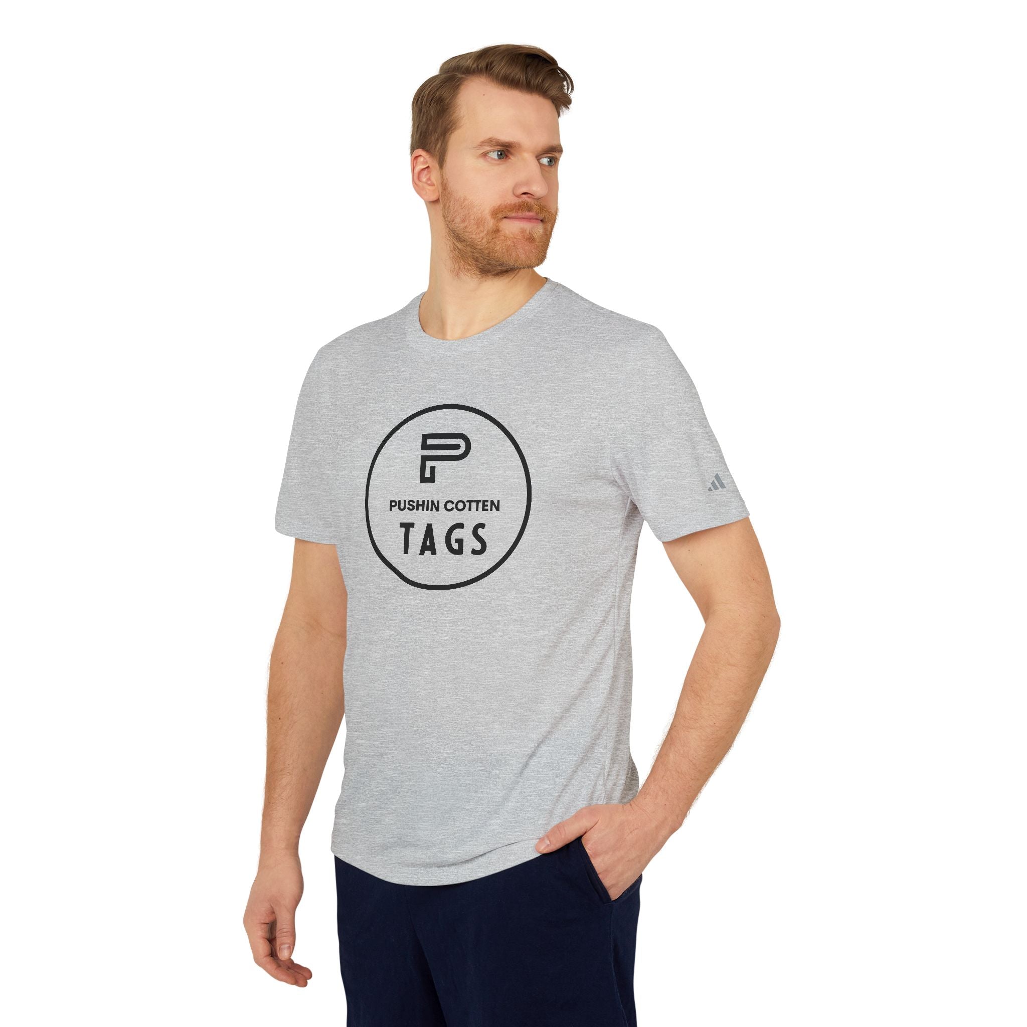 Sport T-shirt with Pushin Cotten Tags Royalty logo and adidas arm logo