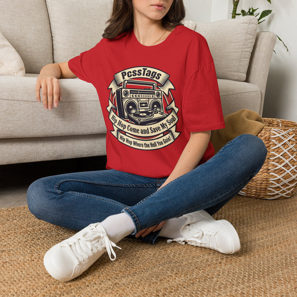 Retro Boombox T-Shirt — "PcssTags" Vintage Hip-Hop Graphic Tee
