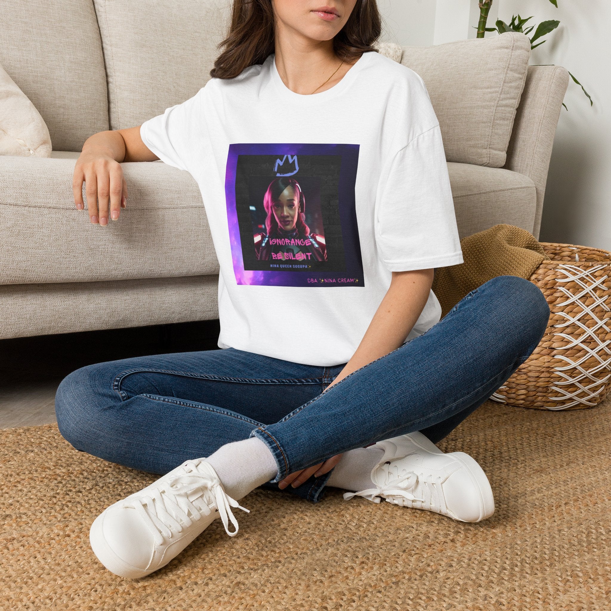 Queen Crown Photo Tee — Neon Portrait Graphic T-Shirt