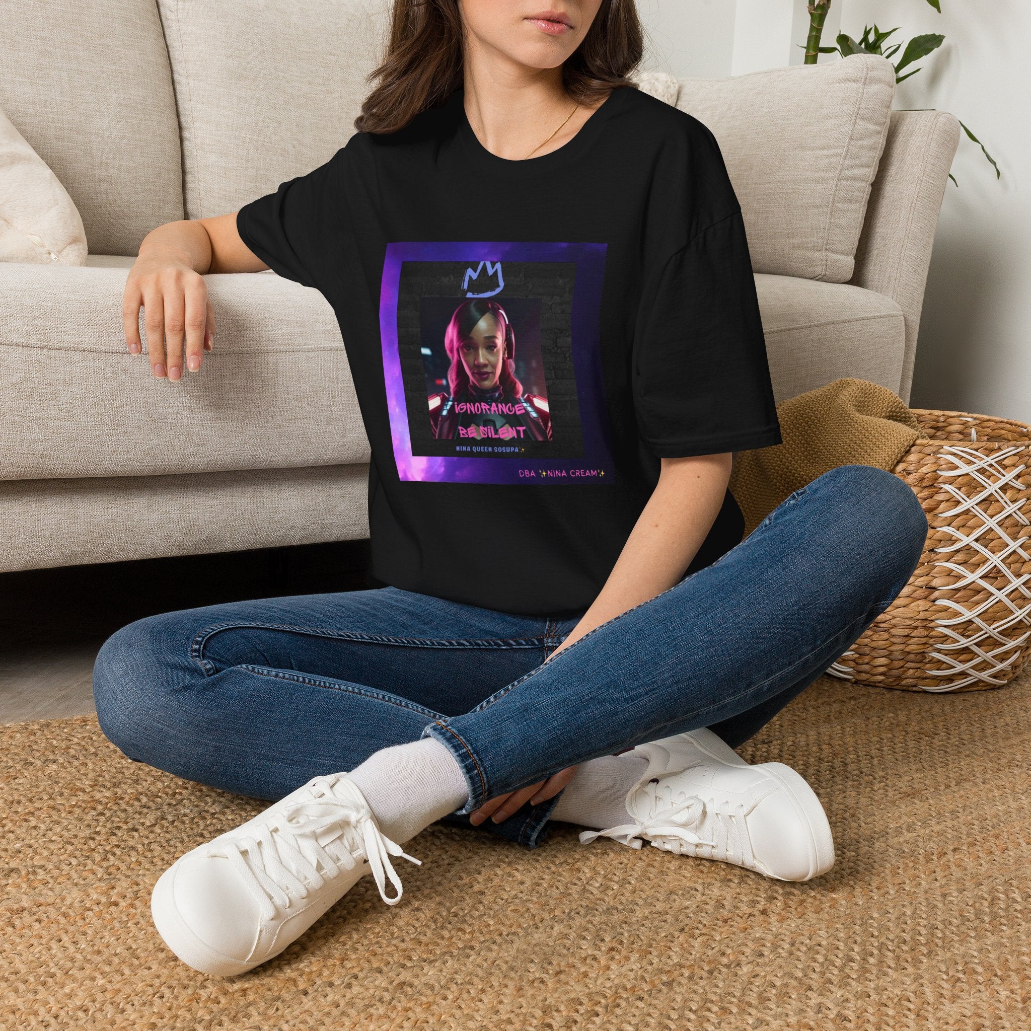 Queen Crown Photo Tee — Neon Portrait Graphic T-Shirt