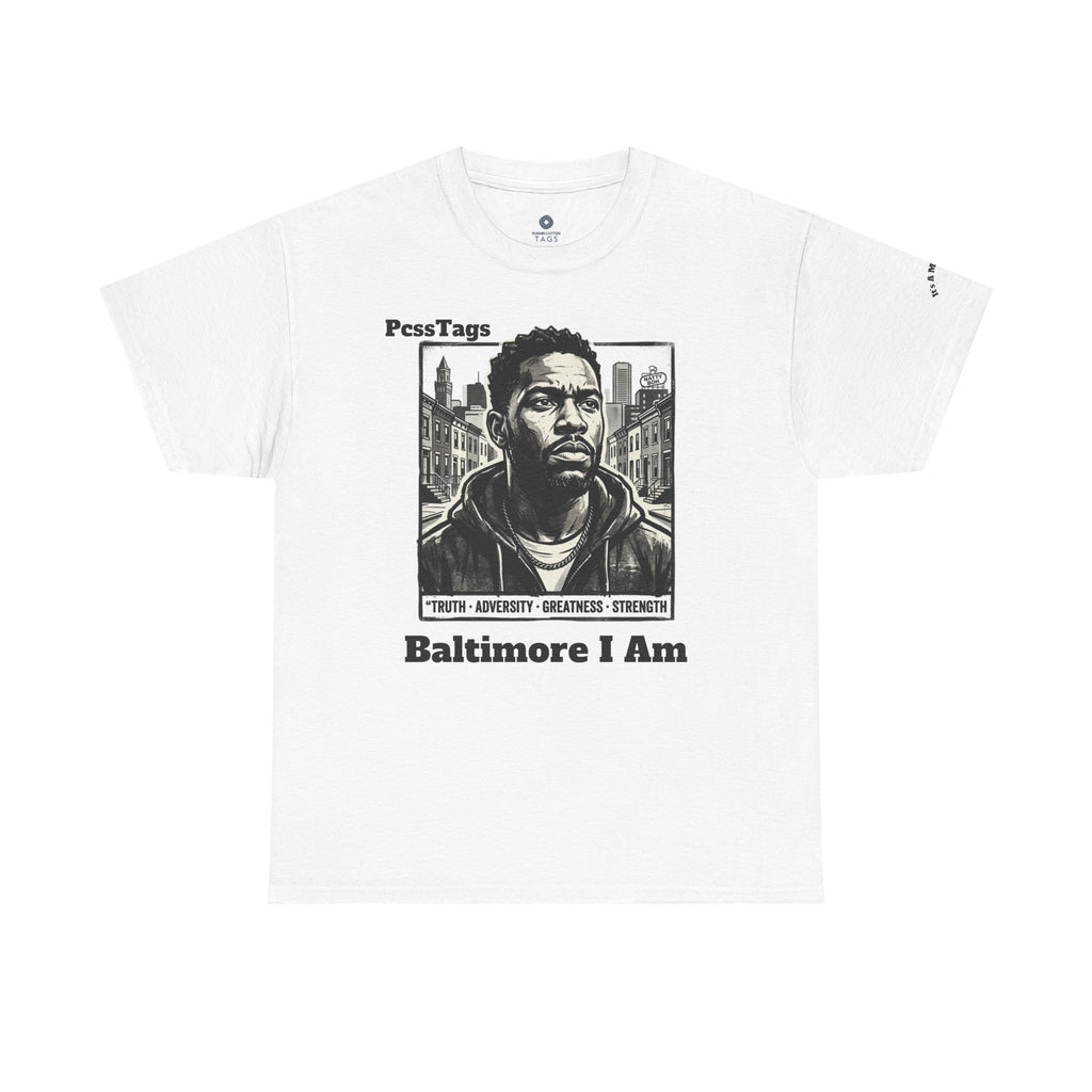 Baltimore I Am T-Shirt — Urban Portrait Tee Celebrating Strength & Resilience