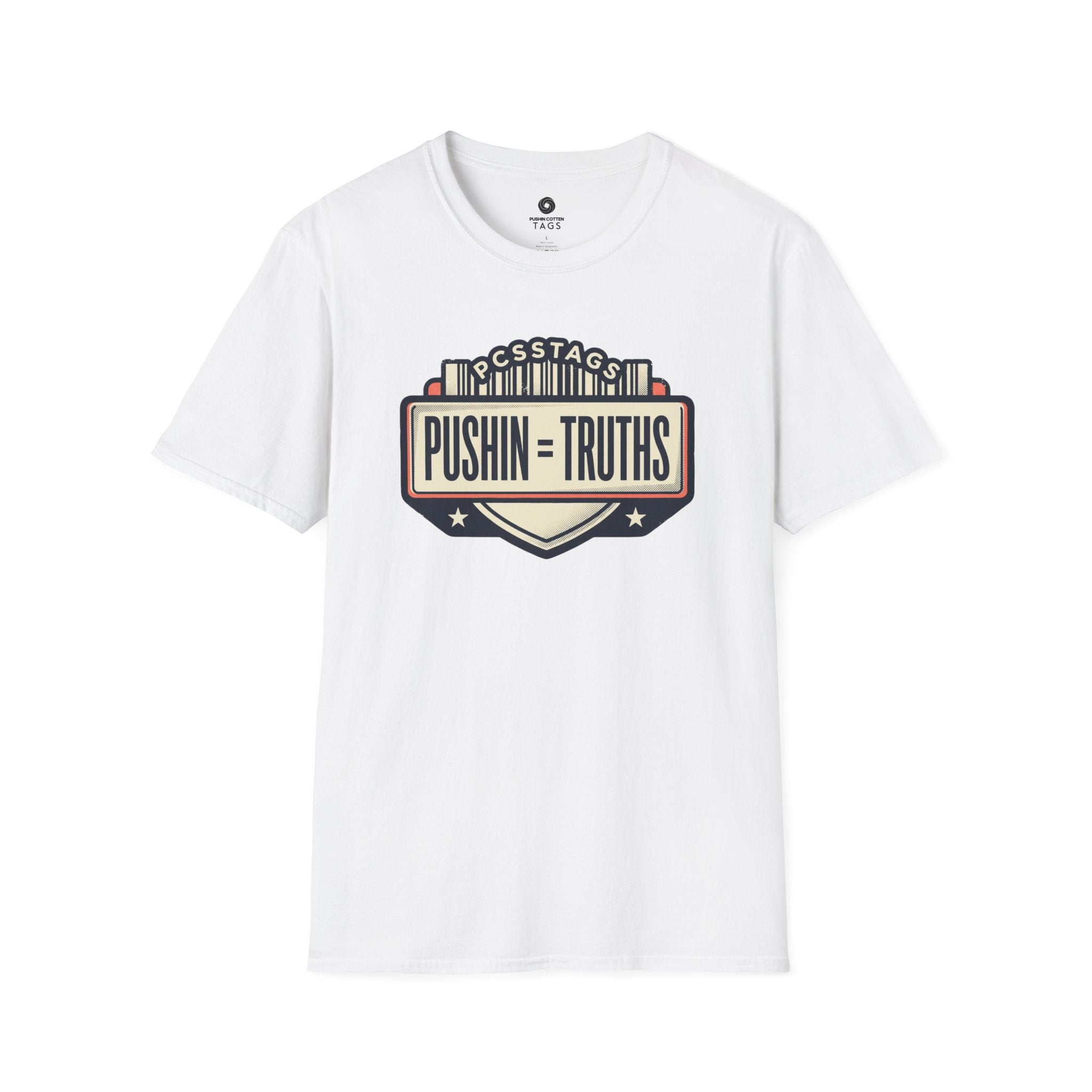 Pushin Truths Graphic T-Shirt — Vintage Badge Design