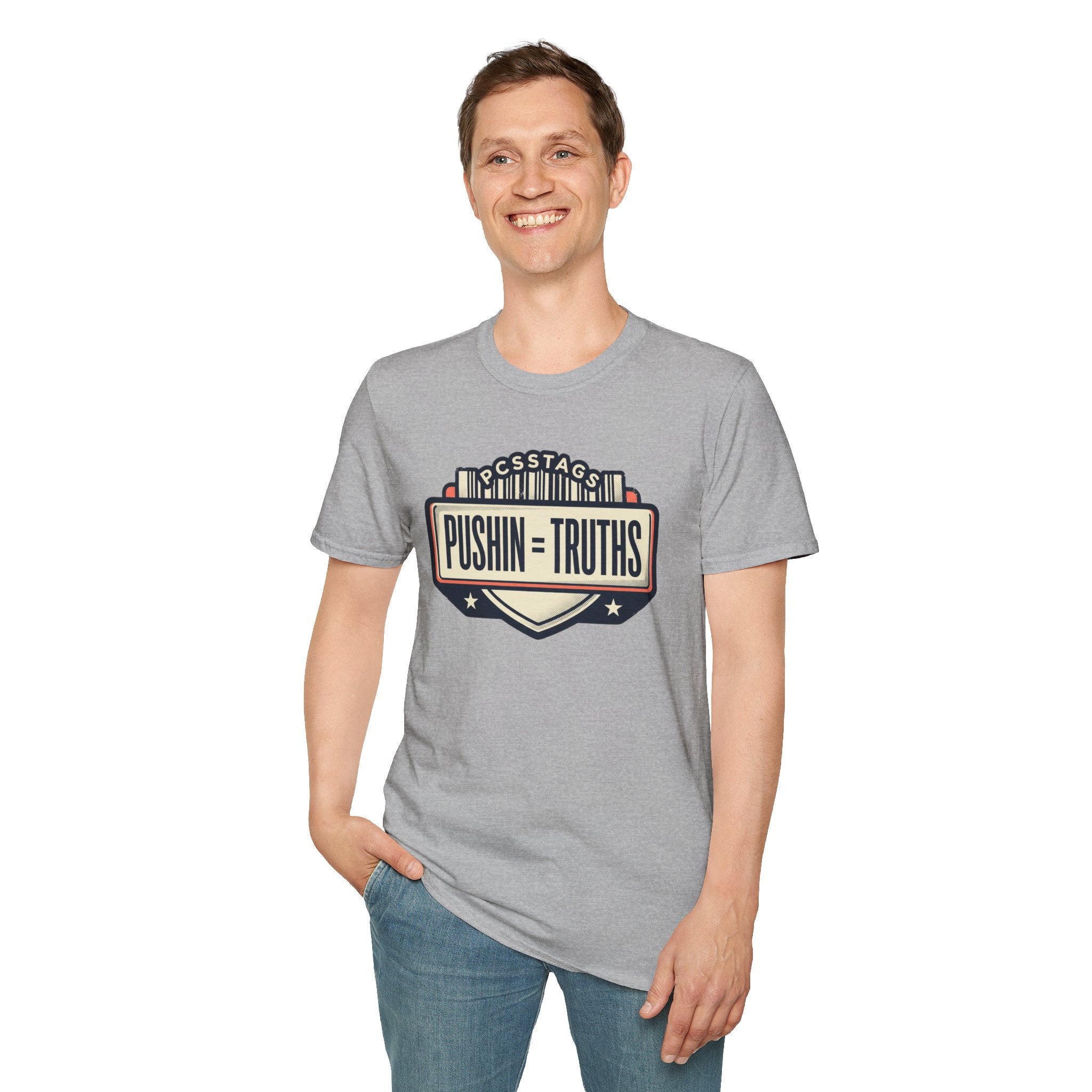 Pushin Truths Graphic T-Shirt — Vintage Badge Design