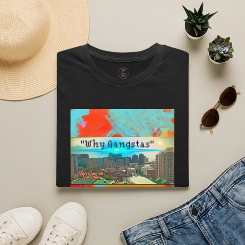 "Why Gangstas" Cityscape T-Shirt — Retro Colorful Streetwear Tee