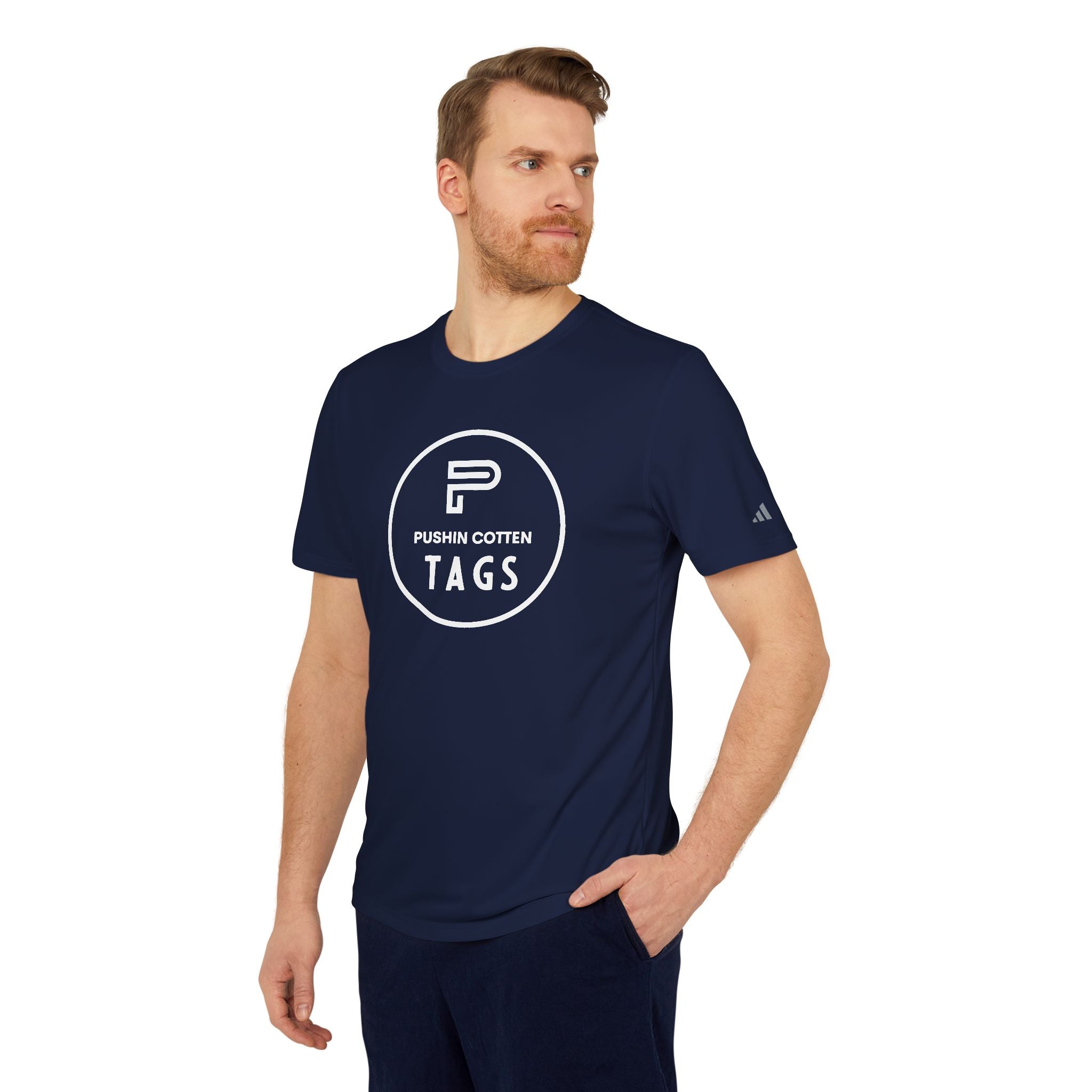Sport T-shirt with Pushin Cotten Tags Royalty logo and adidas arm logo