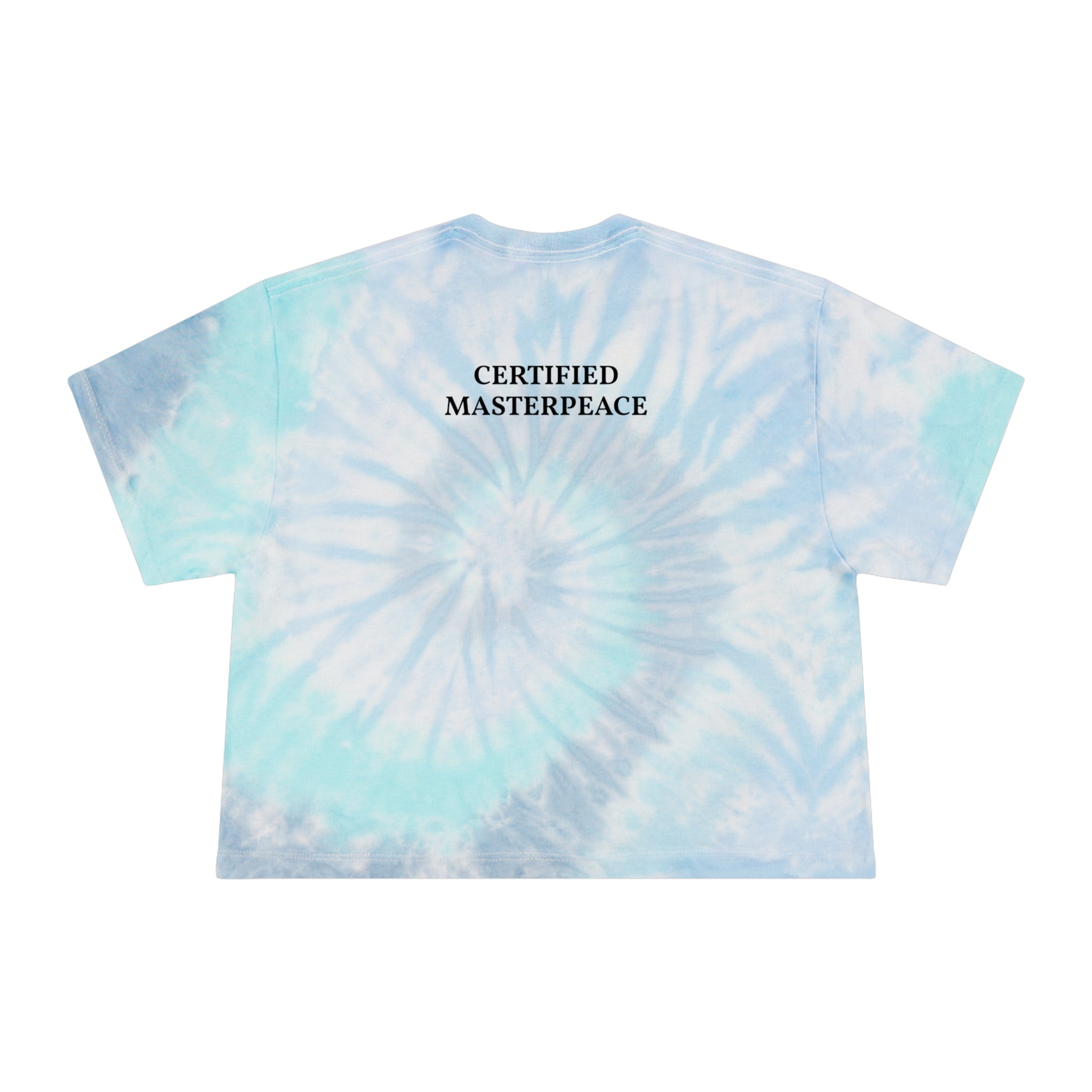 Tie-Dye Crop Tee — "Pushin Peace" Peace Sign Graphic, "Certified Masterpeace" Back