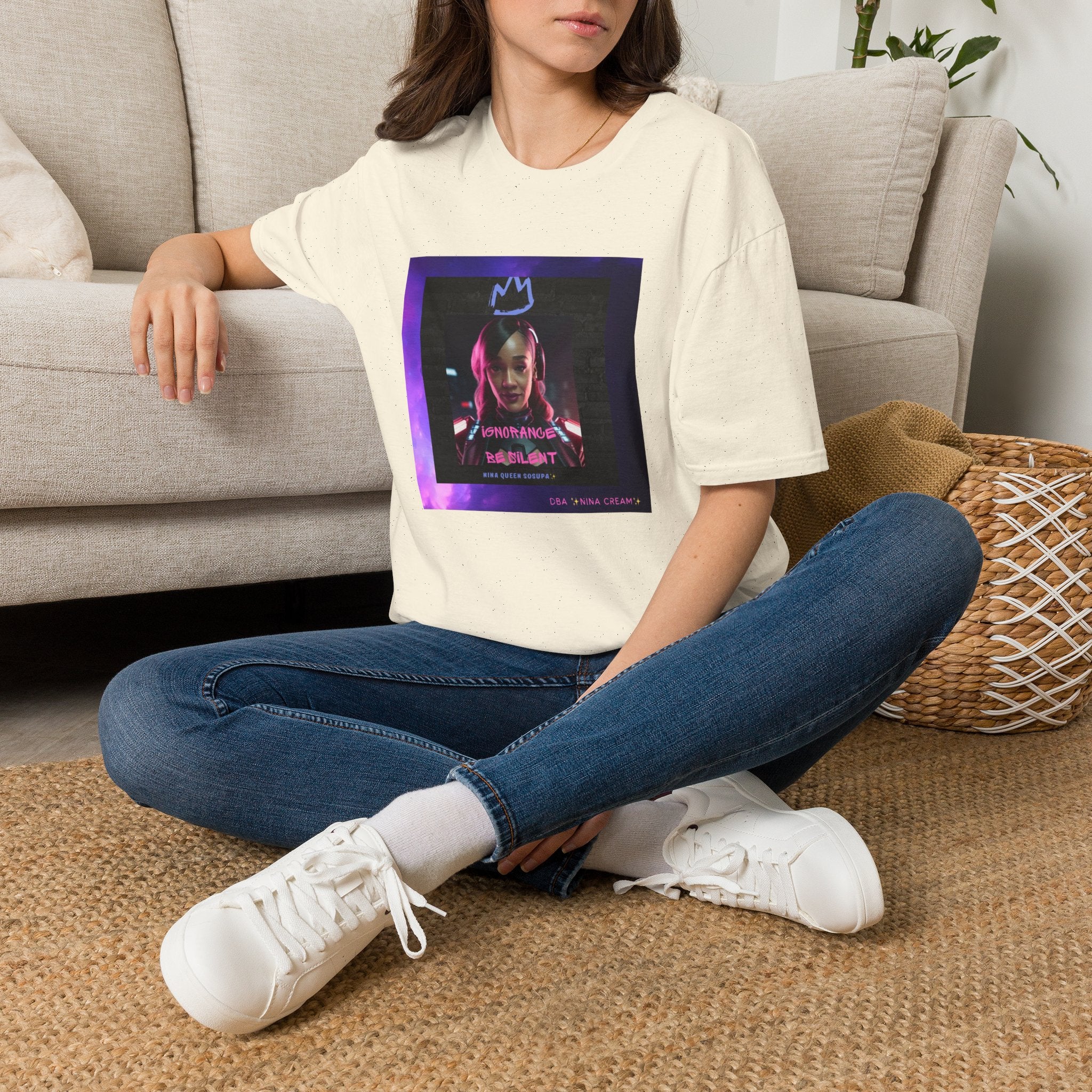 Queen Crown Photo Tee — Neon Portrait Graphic T-Shirt