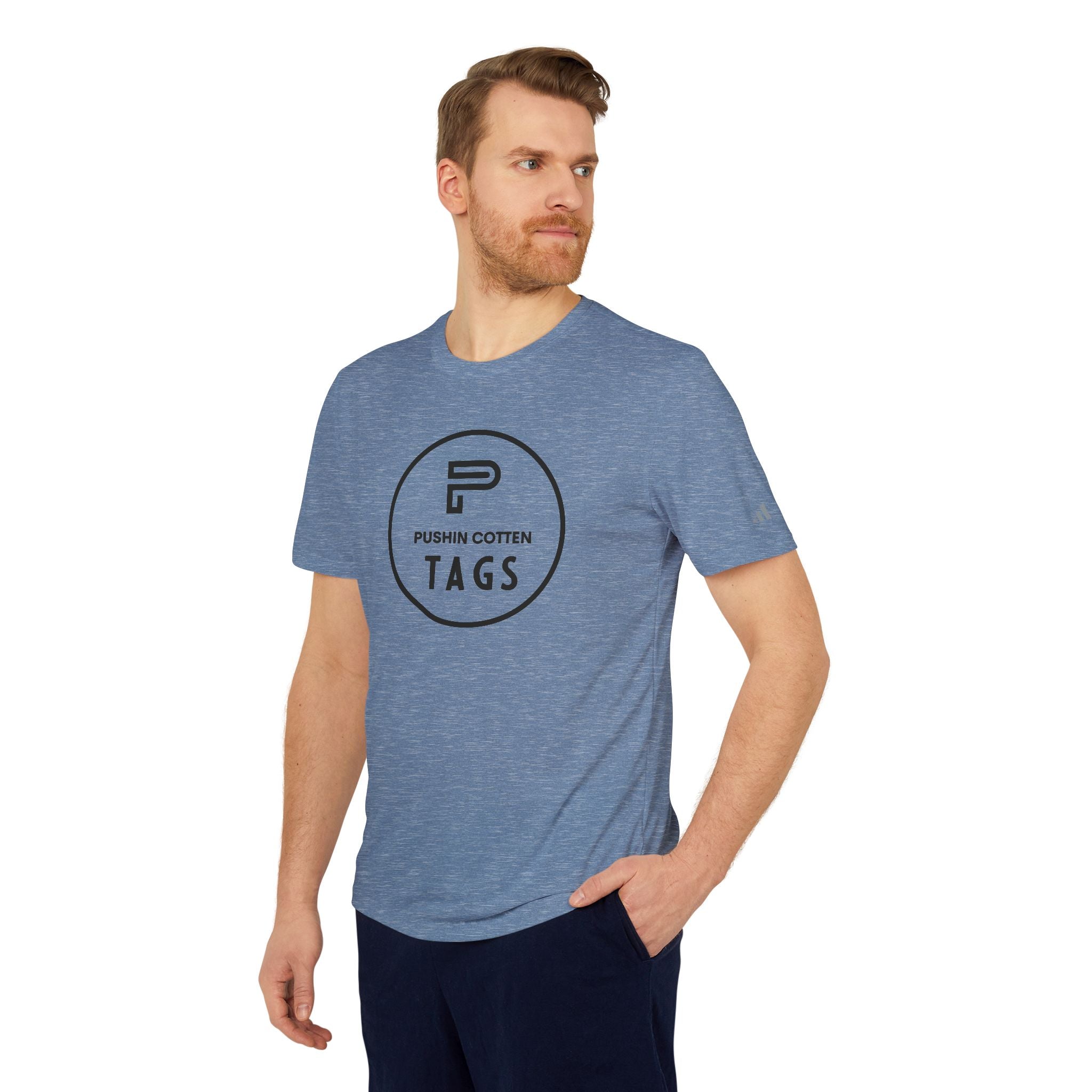 Sport T-shirt with Pushin Cotten Tags Royalty logo and adidas arm logo