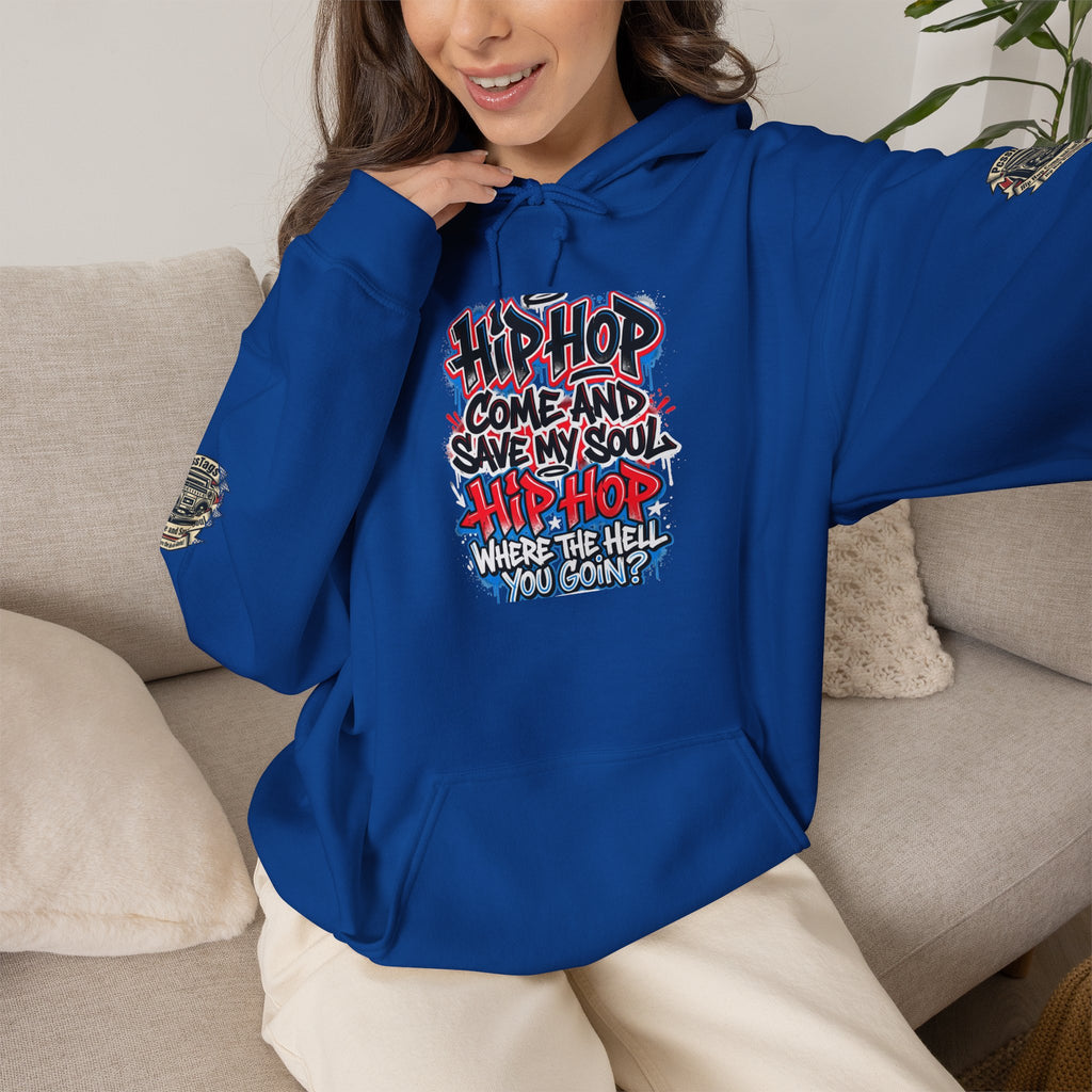 Hip-Hop Graffiti Hoodie — "Hip Hop Come and Save My Soul" Streetwear Pullover