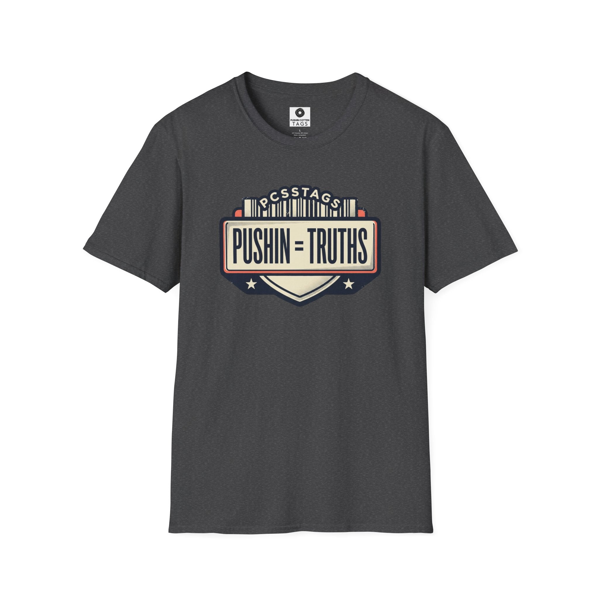 Pushin Truths Graphic T-Shirt — Vintage Badge Design