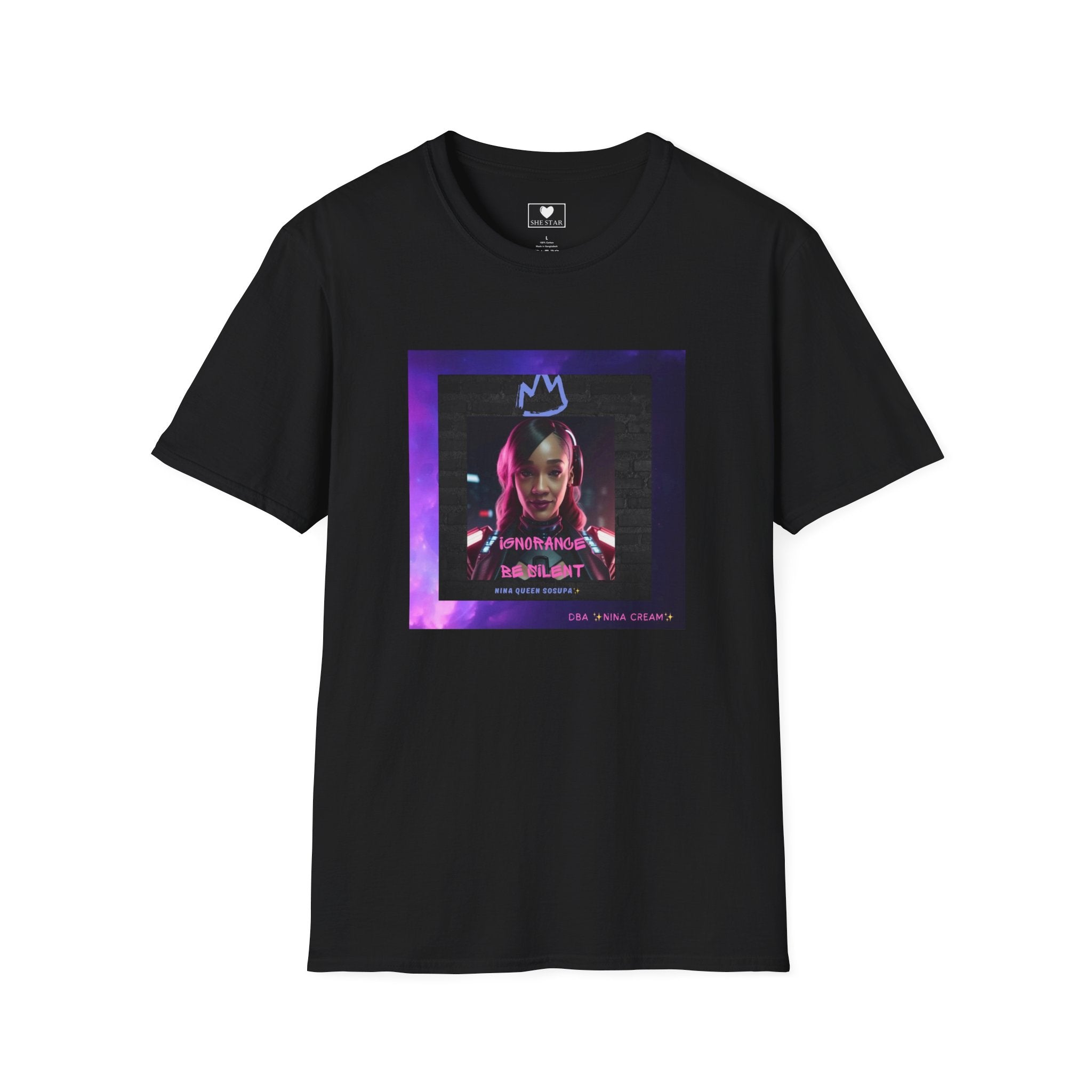 Queen Crown Photo Tee — Neon Portrait Graphic T-Shirt