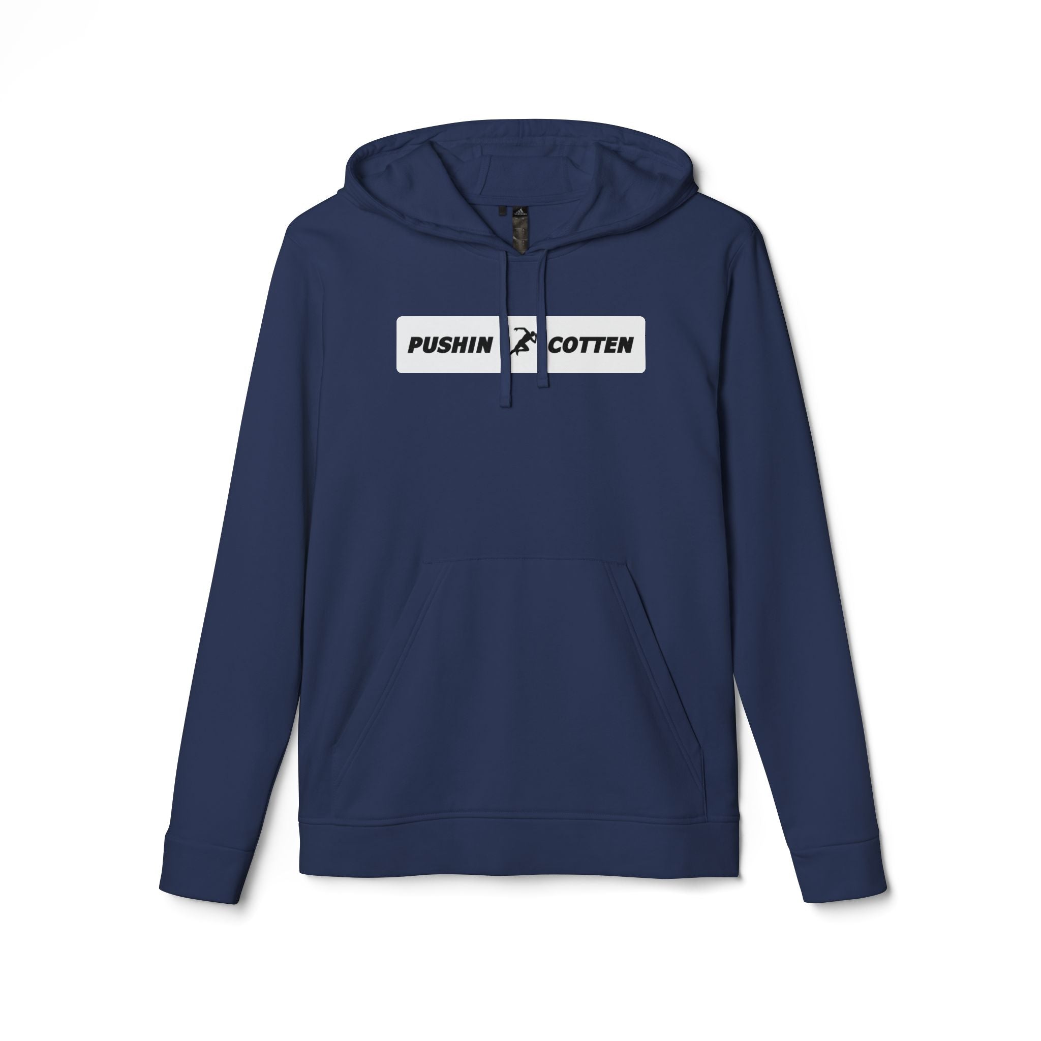 Fleece Hoodie - Pushin Cotten Tags Sports Runnin Man Logo, adidas Arm Logo