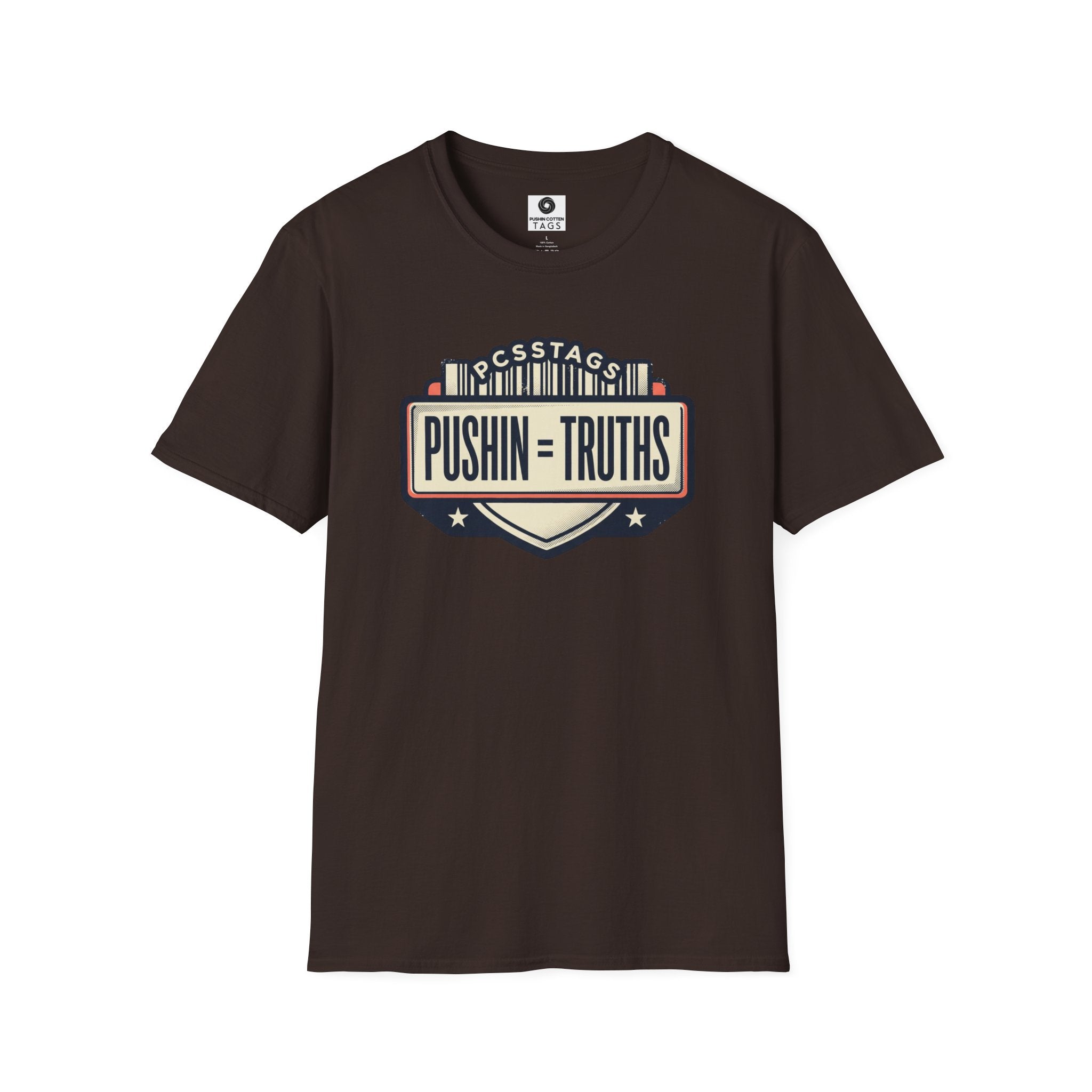 Pushin Truths Graphic T-Shirt — Vintage Badge Design