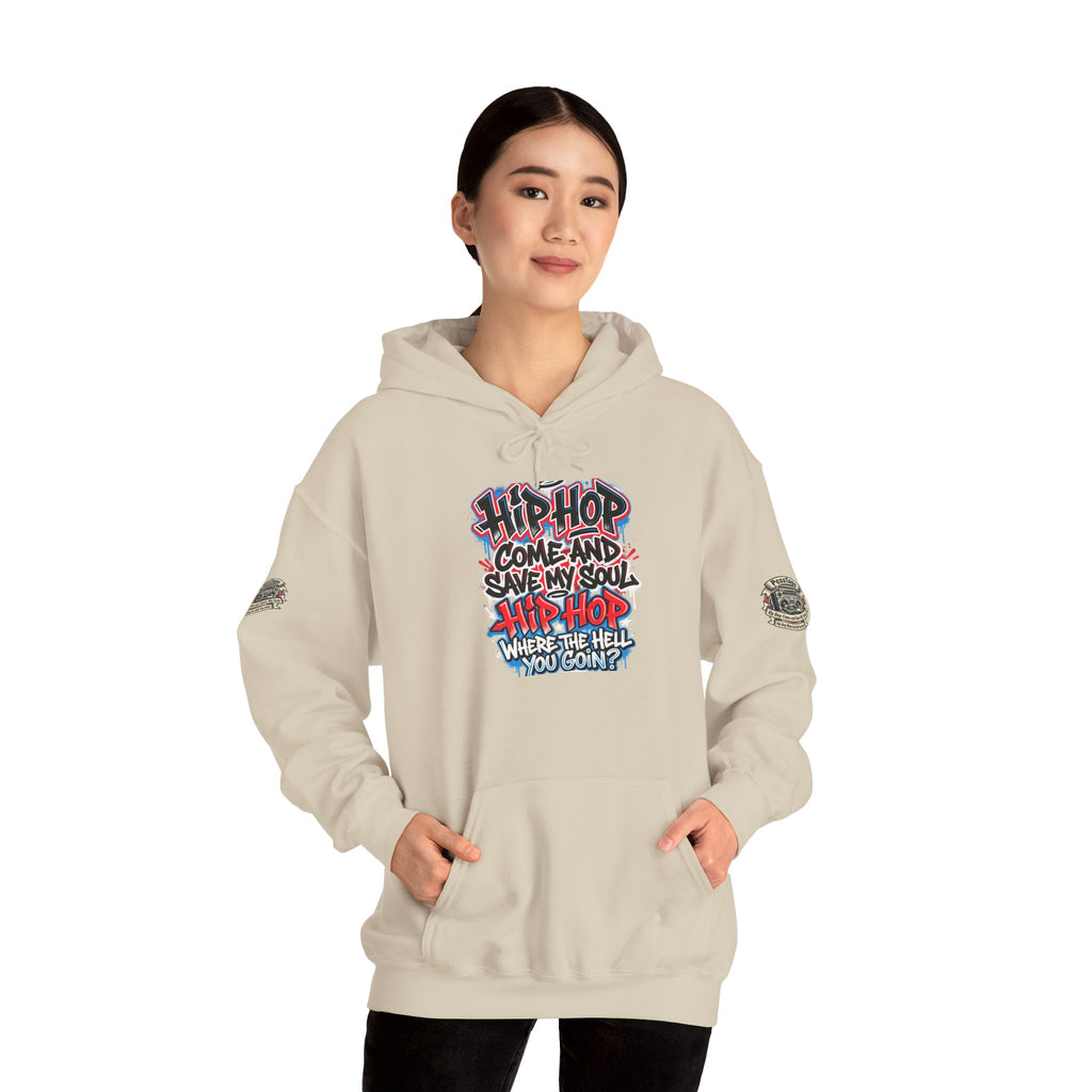 Hip-Hop Graffiti Hoodie — "Hip Hop Come and Save My Soul" Streetwear Pullover