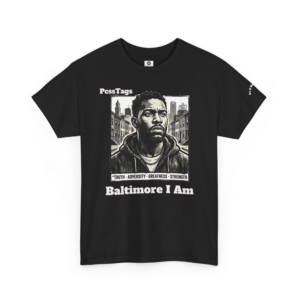 Baltimore I Am T-Shirt — Urban Portrait Tee Celebrating Strength & Resilience