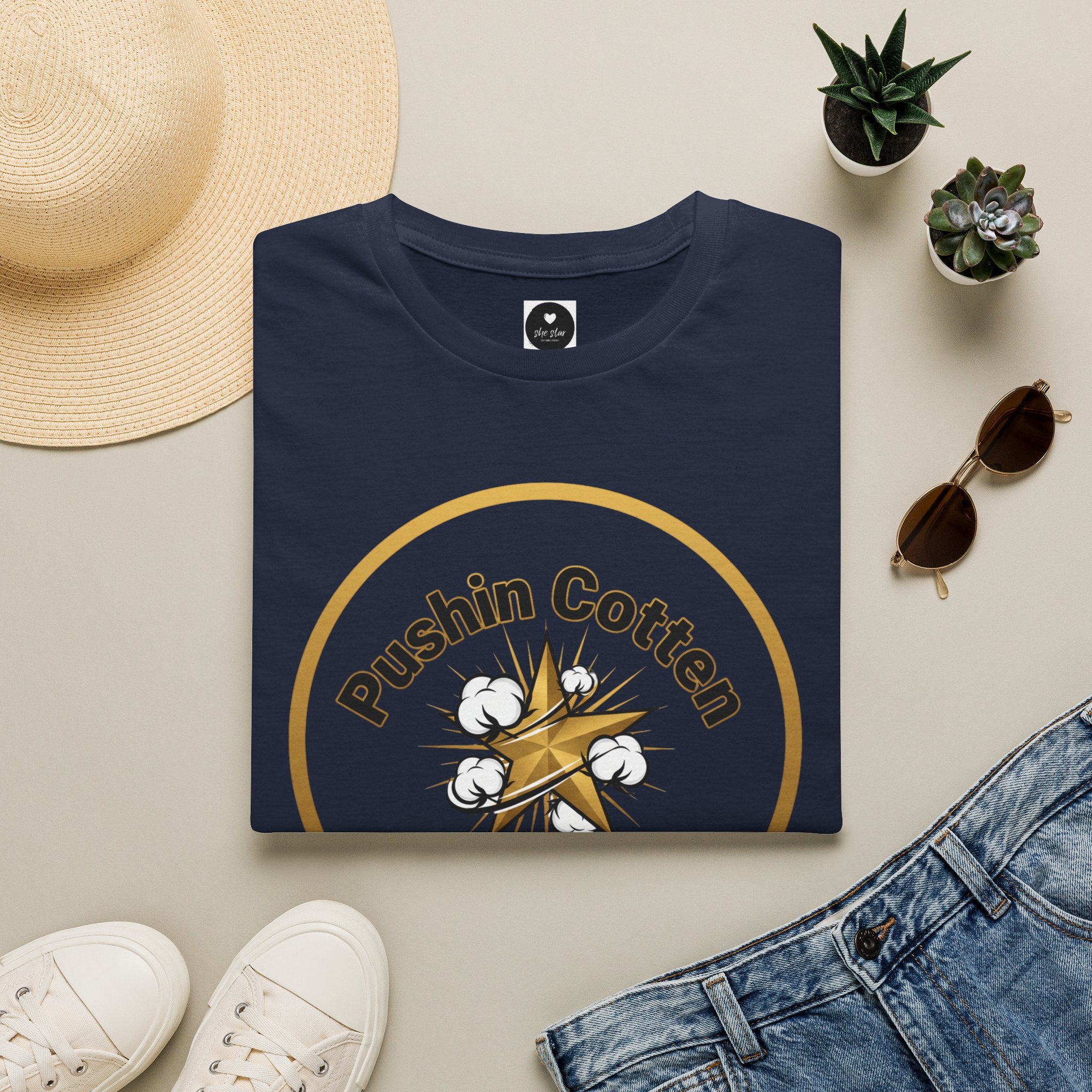 T-Shirt — "Pushin Cotten" She Star Logo Tee