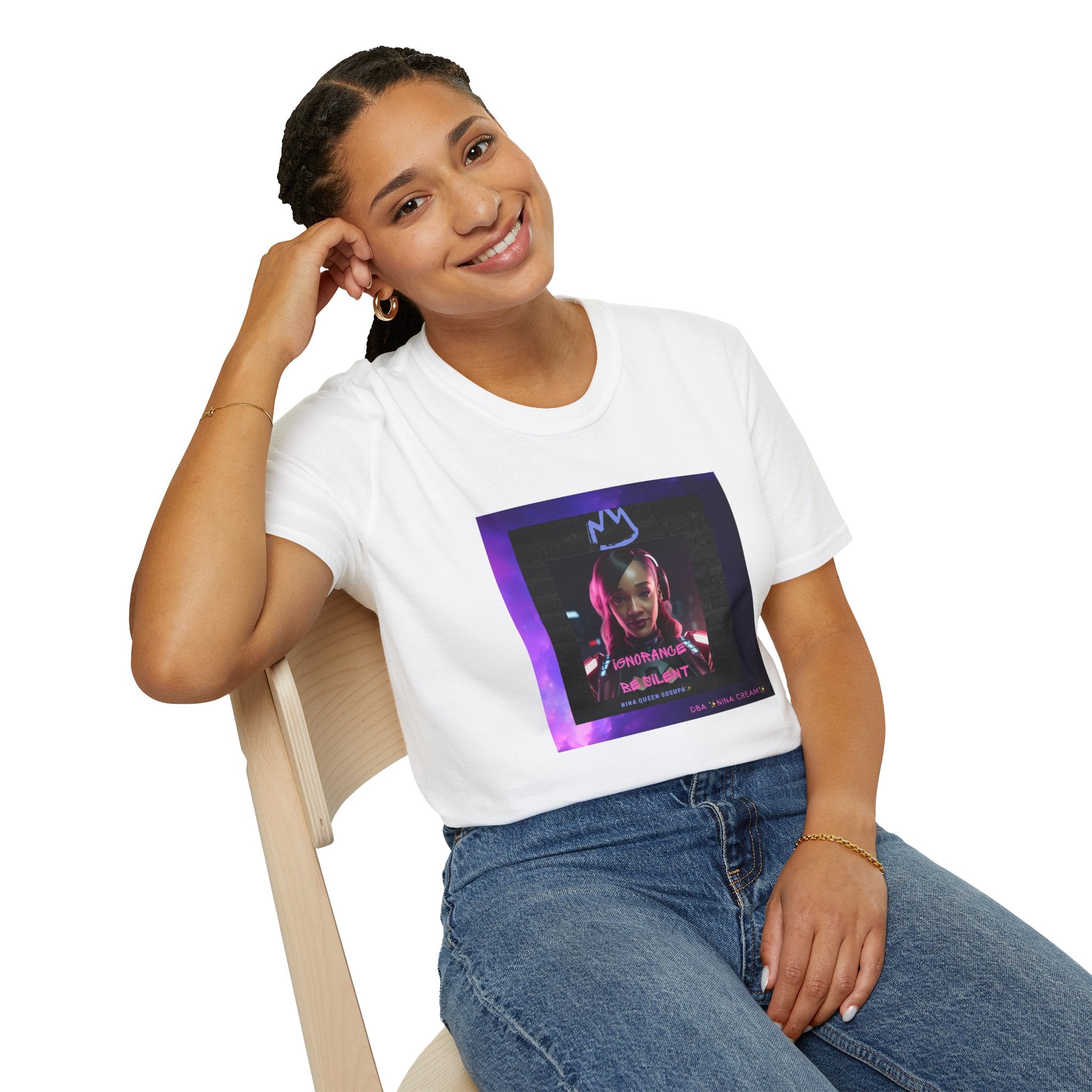 Queen Crown Photo Tee — Neon Portrait Graphic T-Shirt