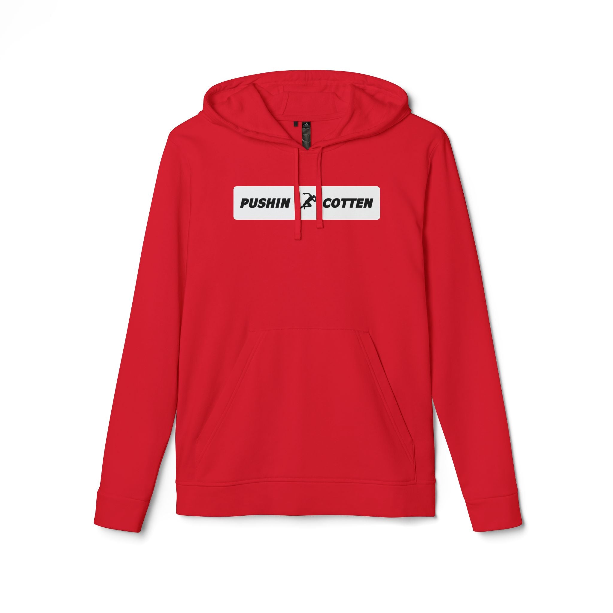 Fleece Hoodie - Pushin Cotten Tags Sports Runnin Man Logo, adidas Arm Logo