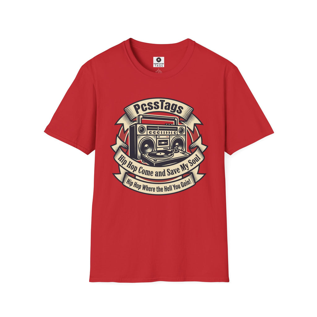 Retro Boombox T-Shirt — "PcssTags" Vintage Hip-Hop Graphic Tee
