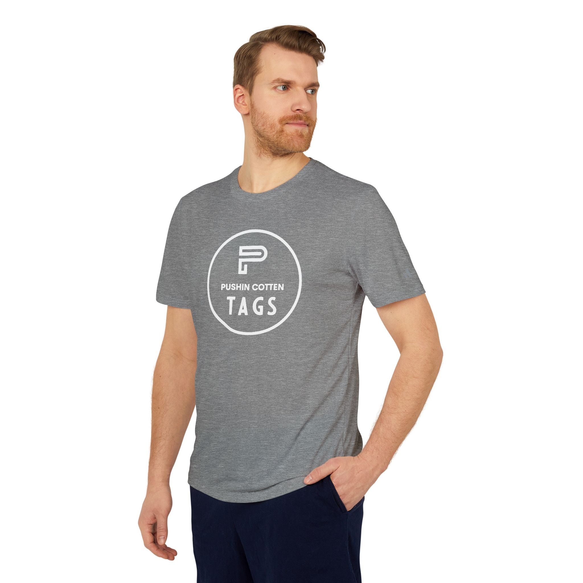 Sport T-shirt with Pushin Cotten Tags Royalty logo and adidas arm logo