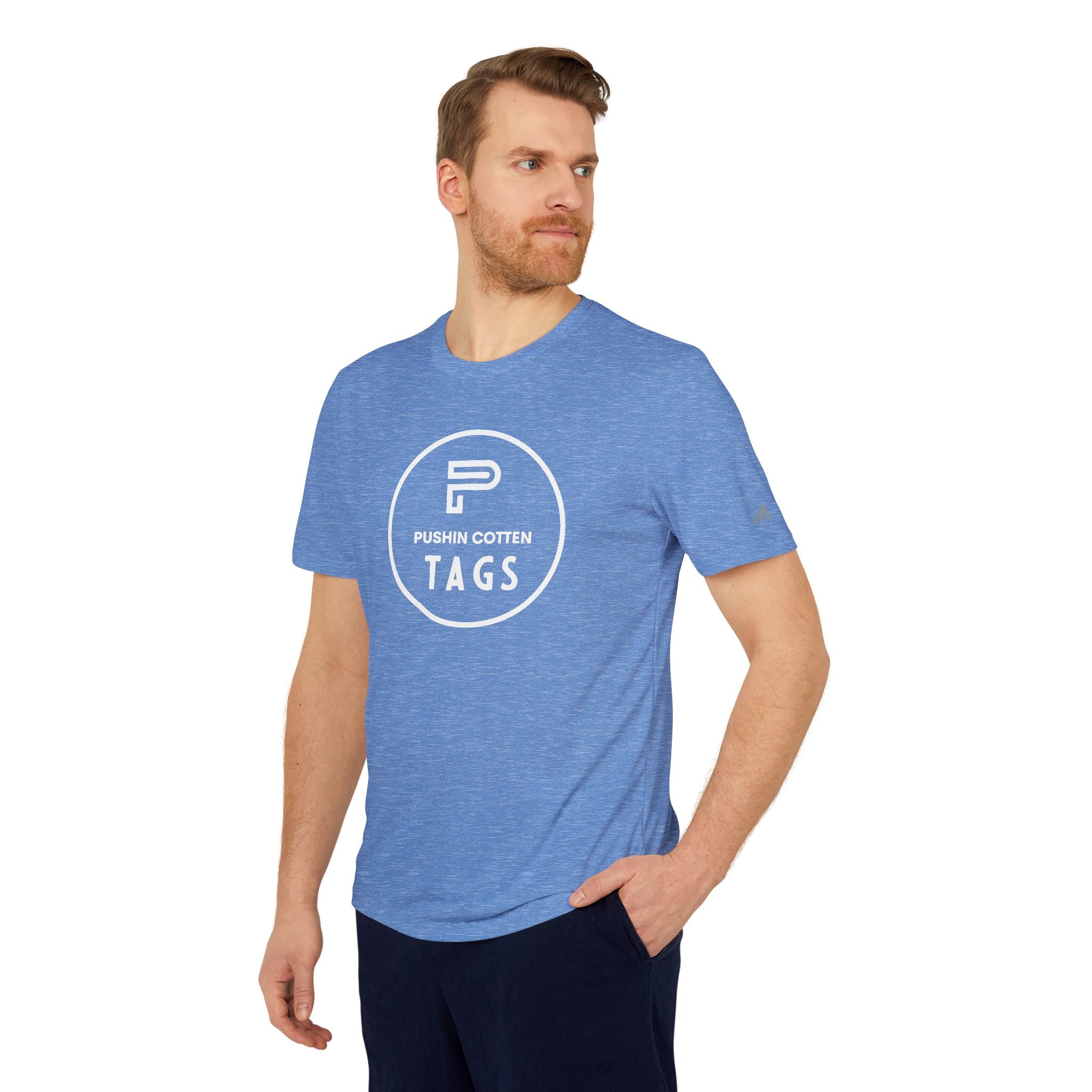 Sport T-shirt with Pushin Cotten Tags Royalty logo and adidas arm logo