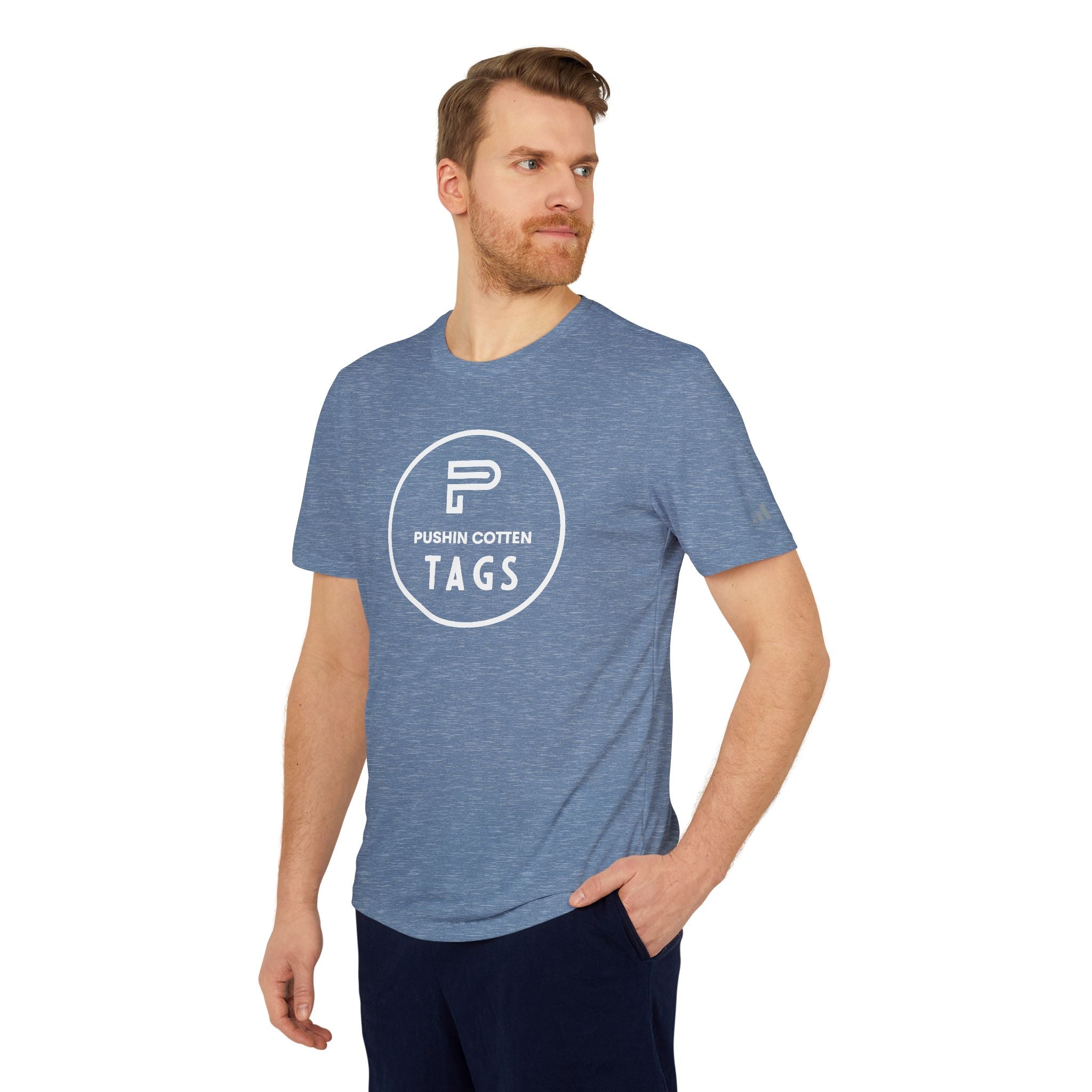 Sport T-shirt with Pushin Cotten Tags Royalty logo and adidas arm logo
