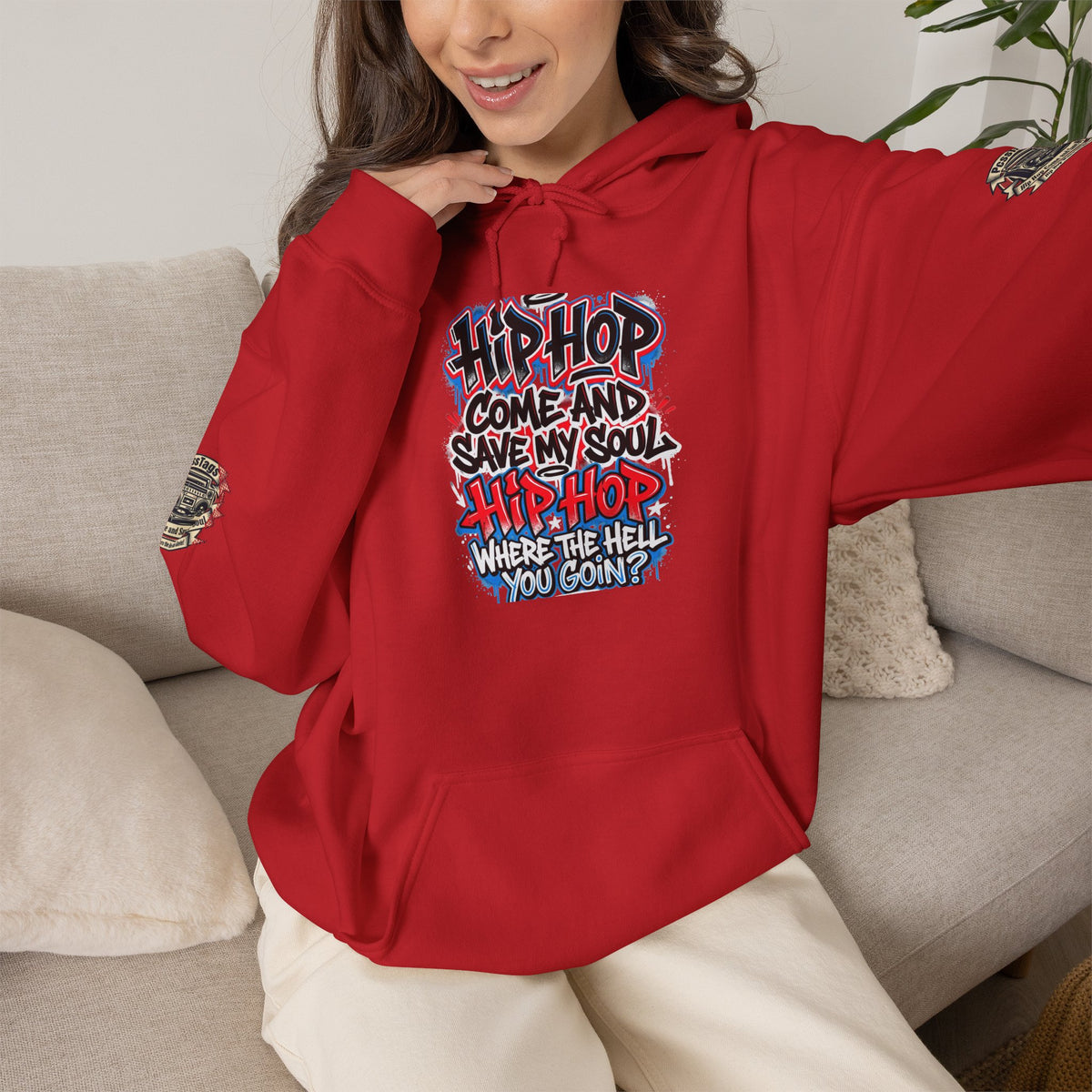 Hip-Hop Graffiti Hoodie — "Hip Hop Come and Save My Soul" Streetwear Pullover