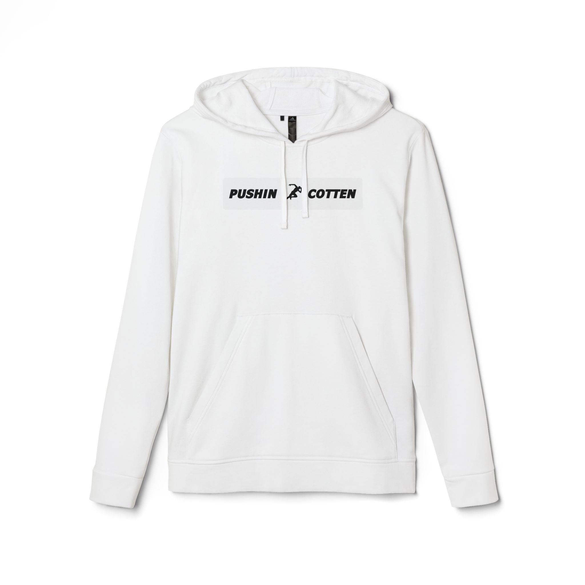 Fleece Hoodie - Pushin Cotten Tags Sports Runnin Man Logo, adidas Arm Logo