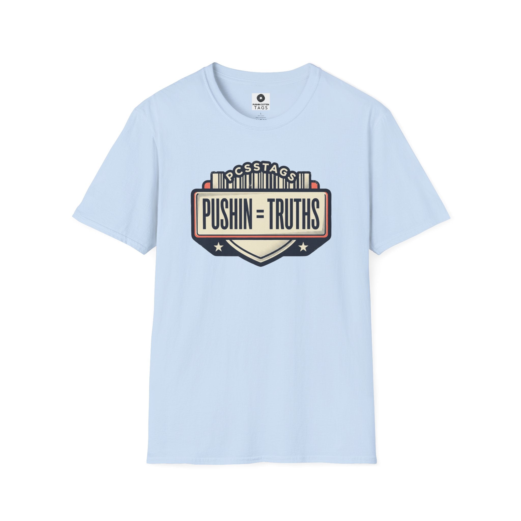 Pushin Truths Graphic T-Shirt — Vintage Badge Design